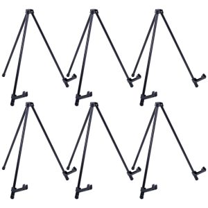 13.5 Black Metal Tabletop Easel Stand (6 Pack) - Foldable Tripod Table Top Easel Stand for Sign. Art. Poster Board. Canvas & Photos - Display Table Easels with Non-Skid Feet