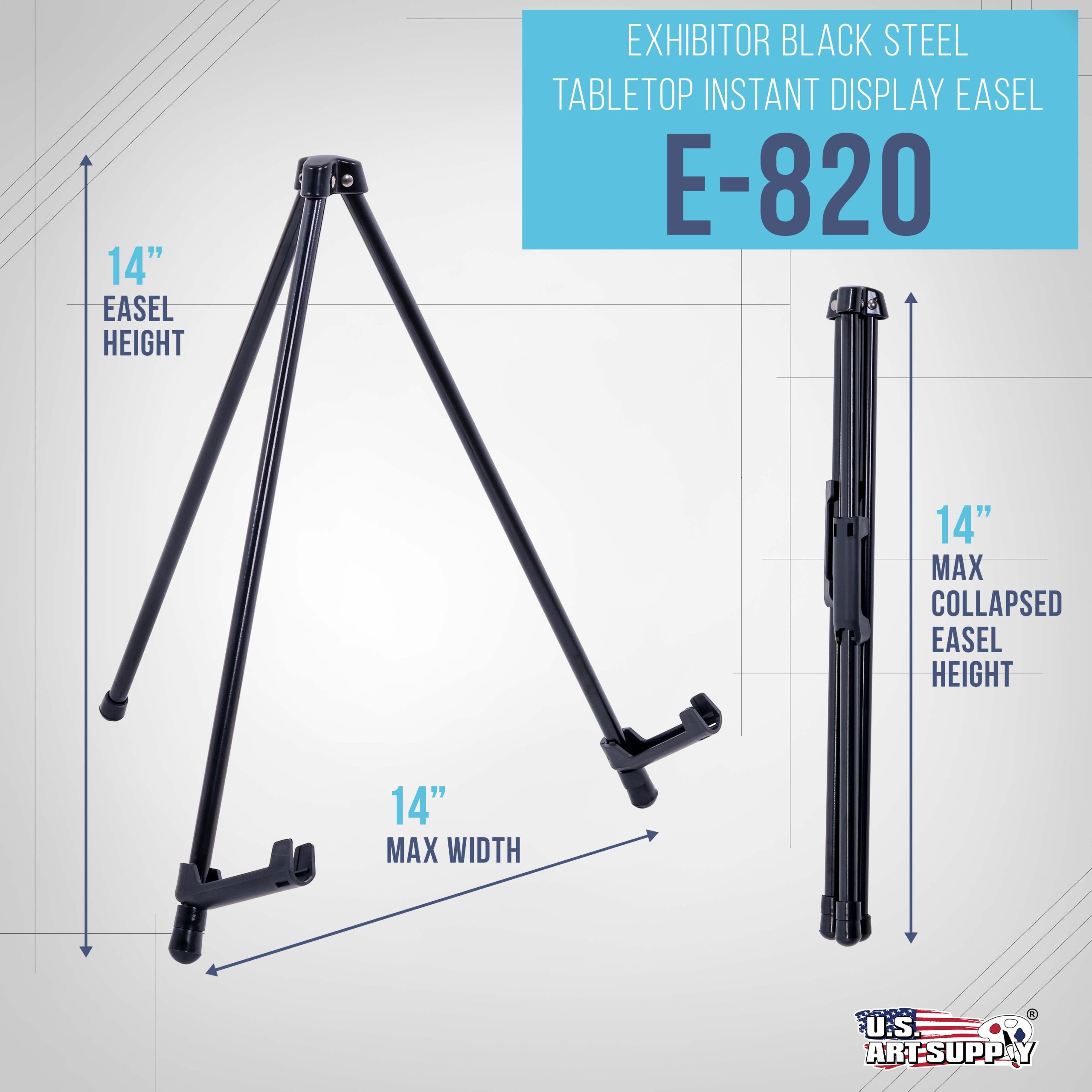 13.5 Black Metal Tabletop Easel Stand - Foldable Tripod Table Top Easel Stand for Sign. Art. Poster Board. Canvas & Photos - Display Table Easels with Non-Skid Feet - Image 2