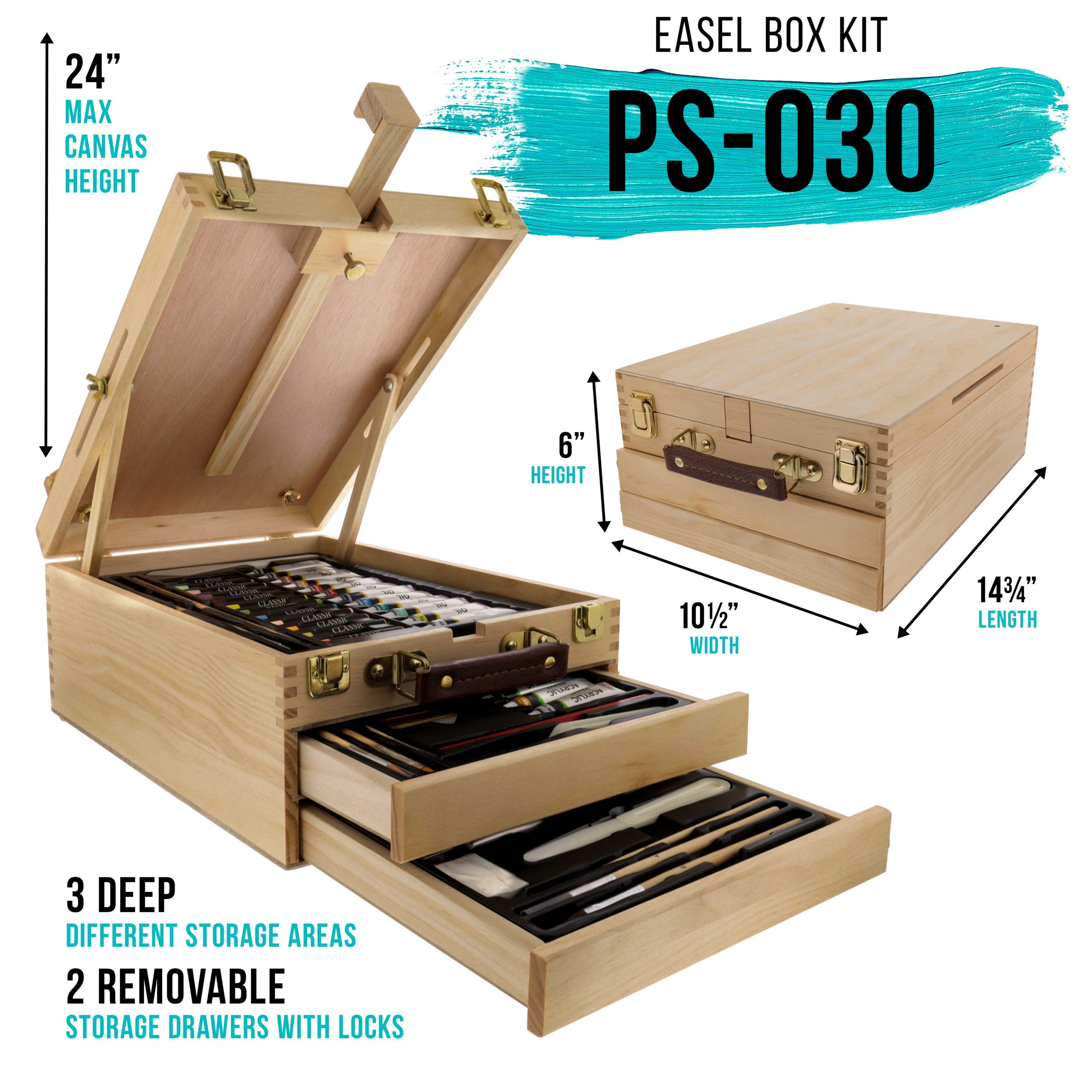 95 Piece Wood Box Easel Painting Set - Oil. Acrylic. Watercolor Paint Colors & Paint Brushes. Oil Artist Pastels. Pencils. Watercolor & Sketch Pads - Image 3