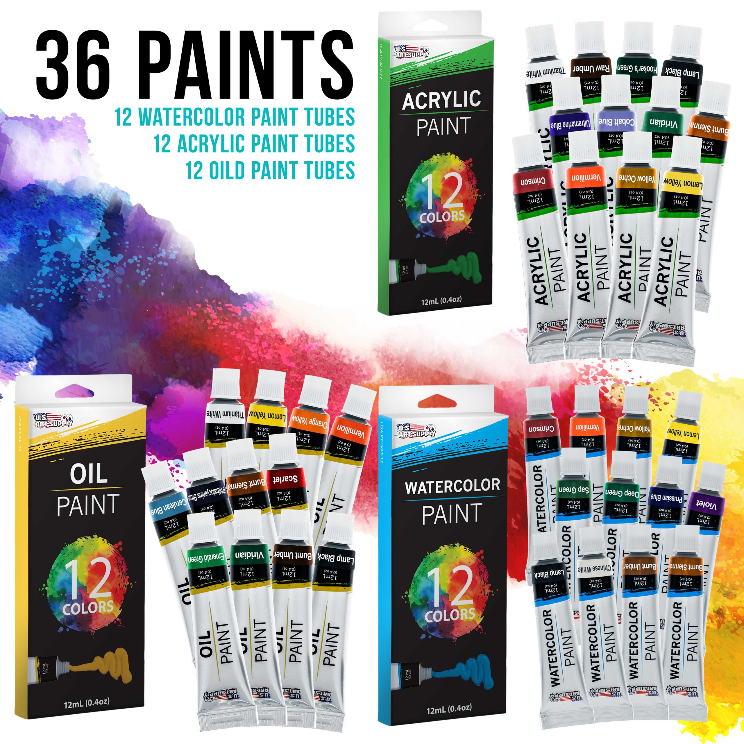 95 Piece Wood Box Easel Painting Set - Oil. Acrylic. Watercolor Paint Colors & Paint Brushes. Oil Artist Pastels. Pencils. Watercolor & Sketch Pads - Image 4