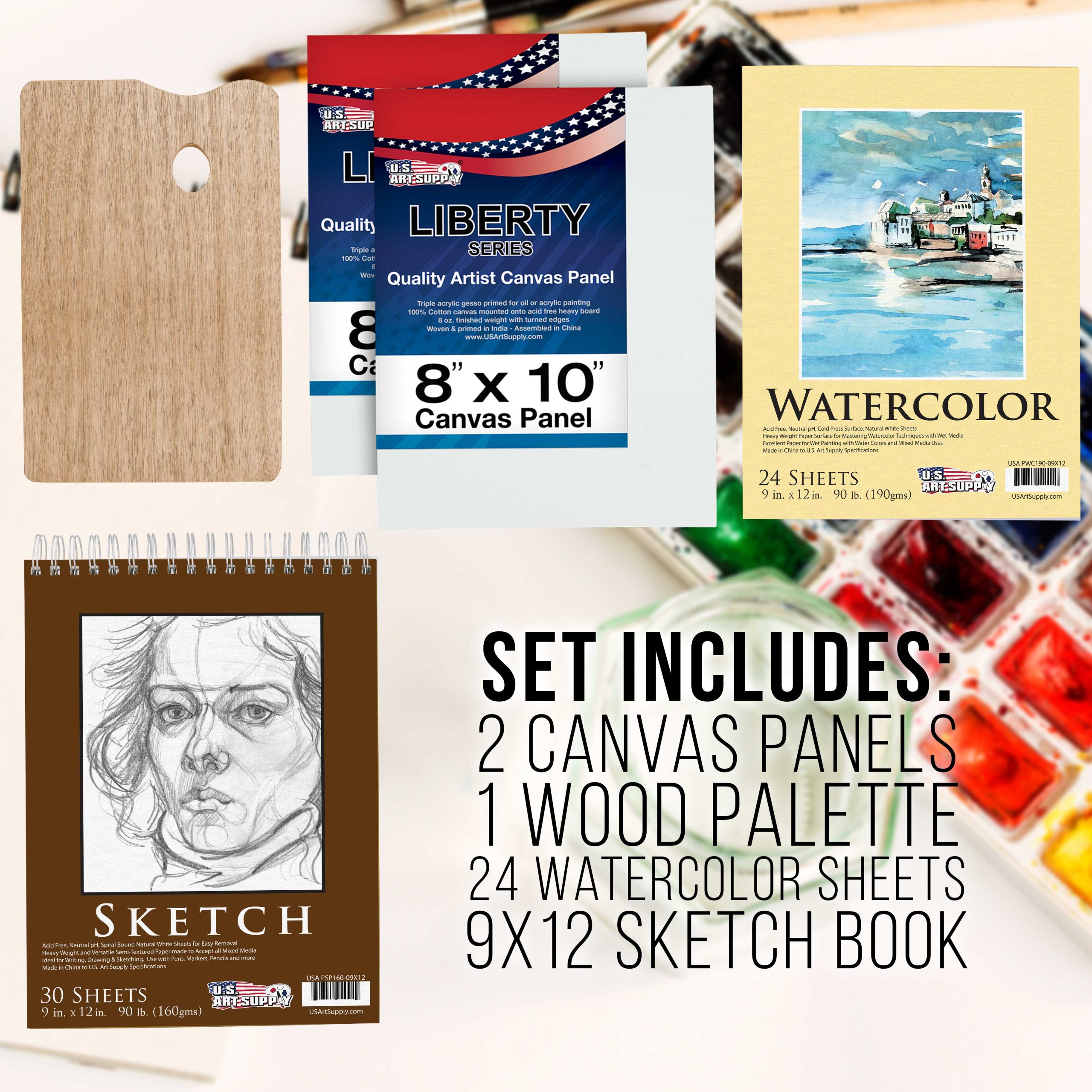 95 Piece Wood Box Easel Painting Set - Oil. Acrylic. Watercolor Paint Colors & Paint Brushes. Oil Artist Pastels. Pencils. Watercolor & Sketch Pads - Image 6