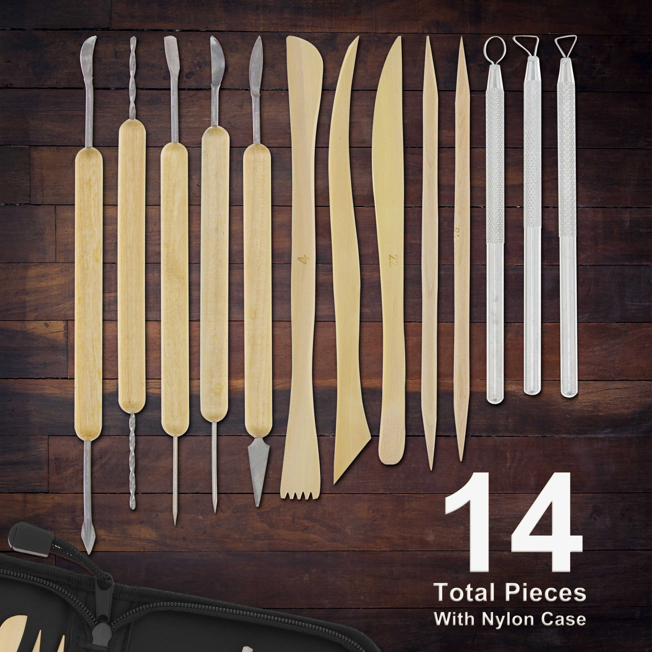Pottery & Clay Tools Set (14-Piece) - Includes Pottery Tools. Canvas Case for Sculpting. Ceramics. and Easy Storage & Transport - Image 2