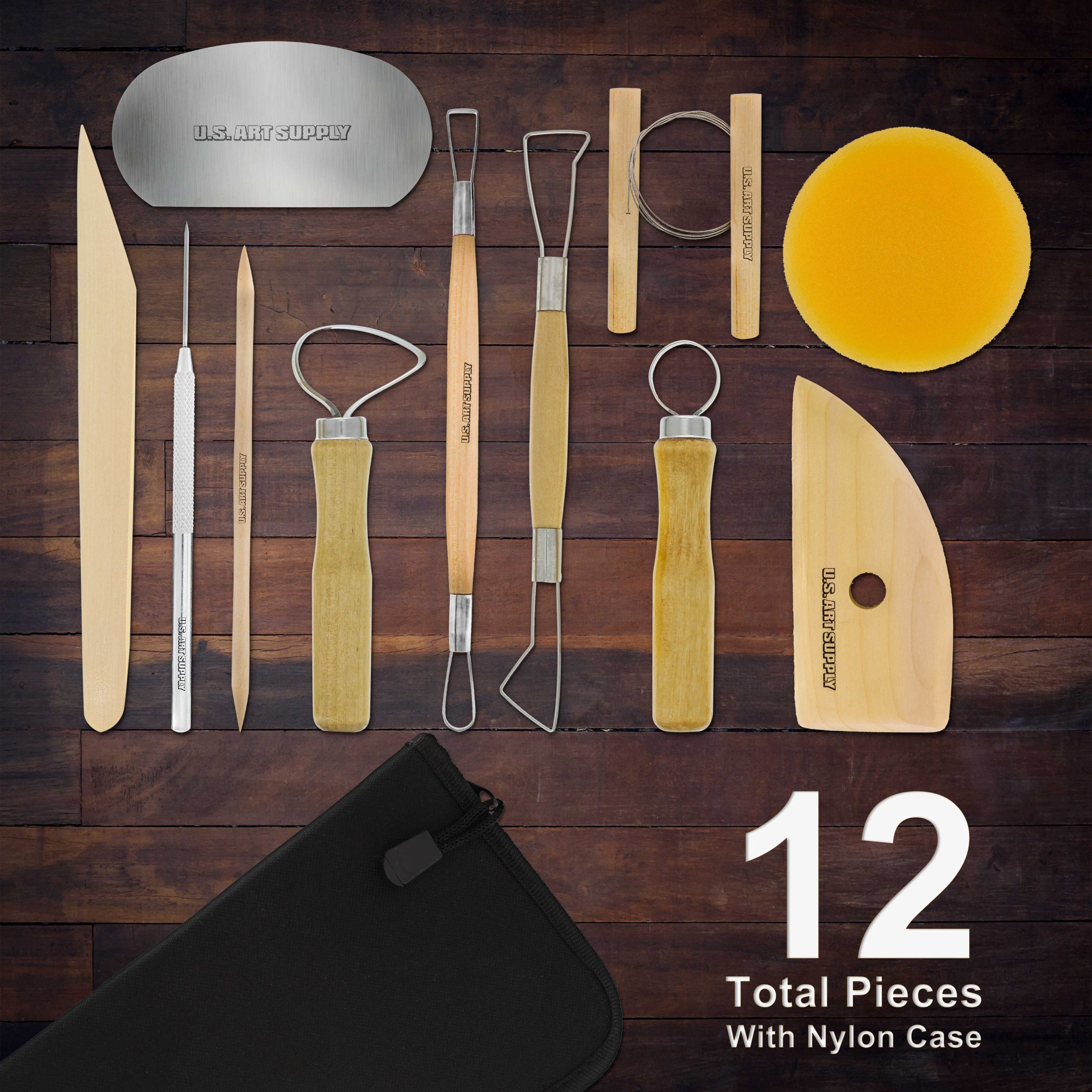 Pottery & Clay Tools Set (12-Piece) - Includes Pottery Tools. Canvas Case for Sculpting. Ceramics. and Easy Storage & Transport - Image 2