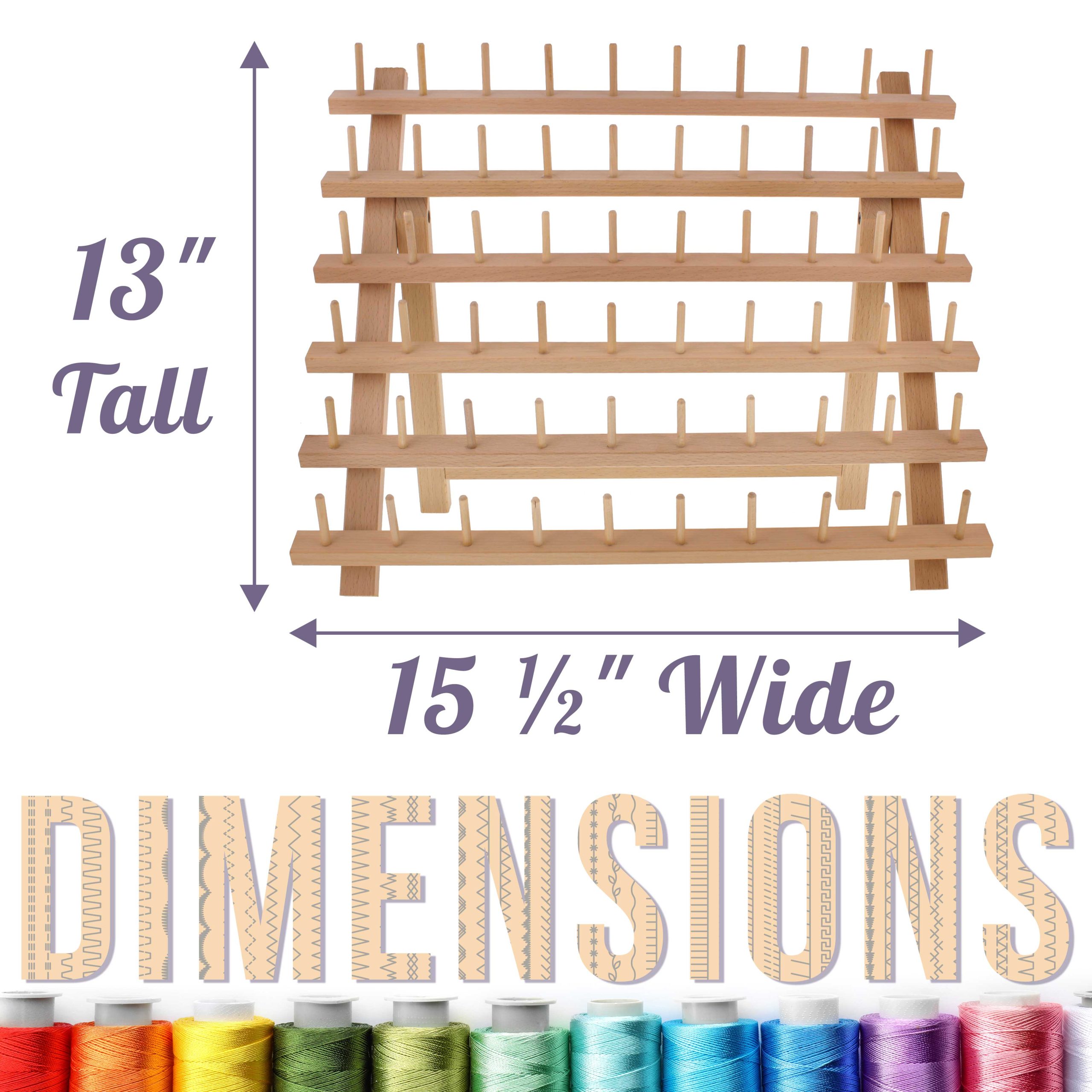 Premium 60-Spool Thread Holder: Wooden Sewing & Embroidery Thread Storage Organizer - Image 3