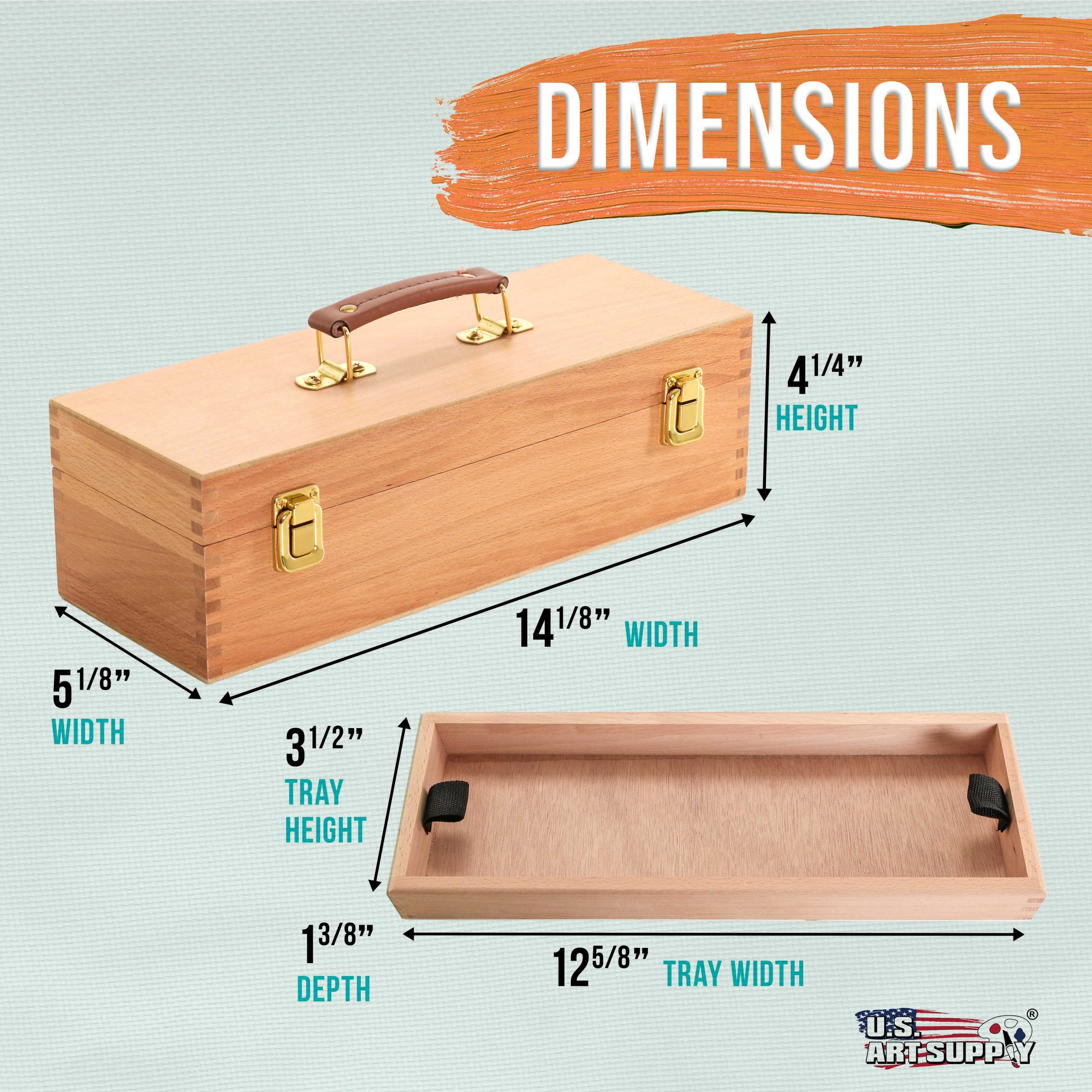 Multi-Function Artist Tool Supply Box with Locking Clasps & Removable Tray - Wooden Art Box for Artist Supplies. Brushes. Pencils. Erasers. Tool Storage Organizer Case - Image 3