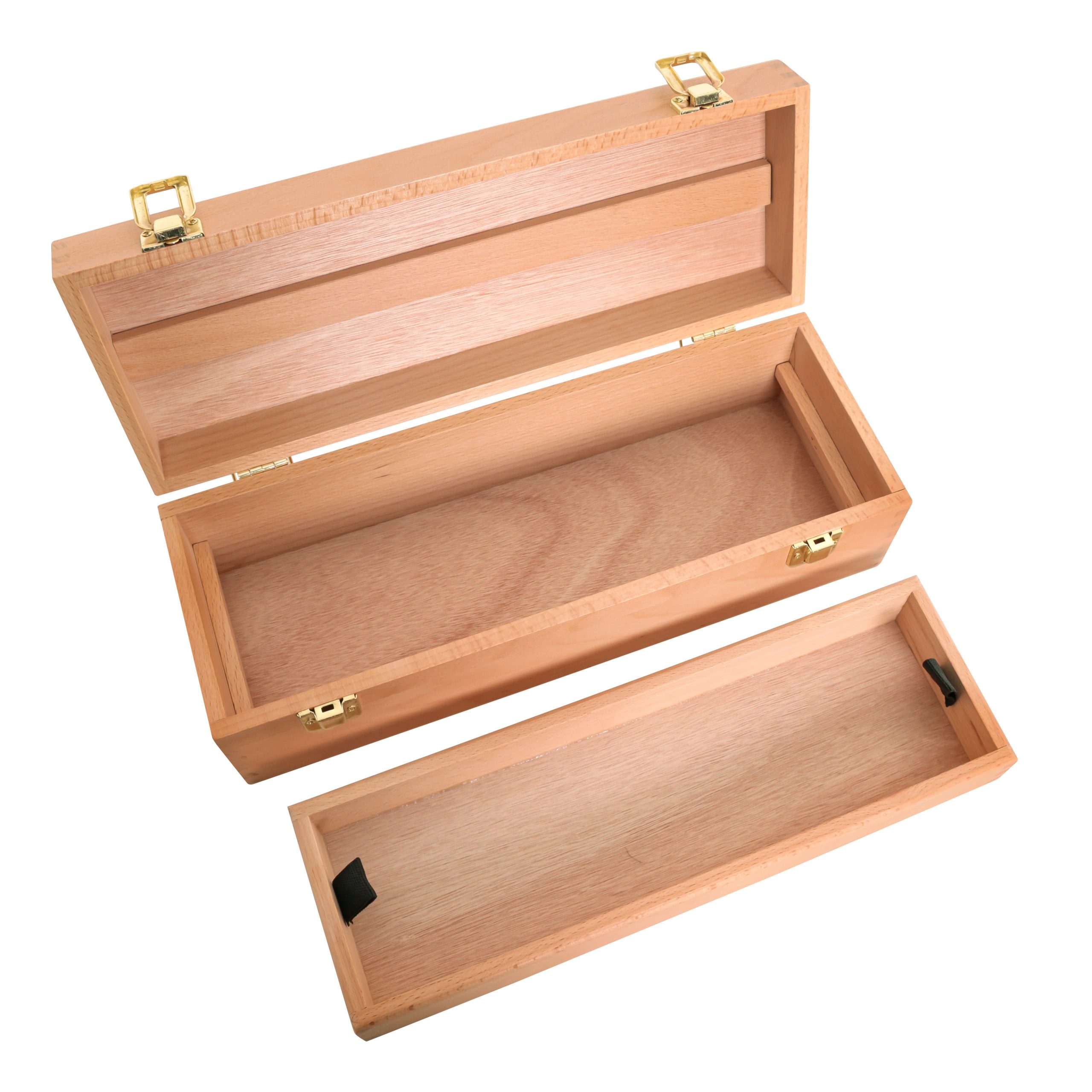 Multi-Function Artist Tool Supply Box with Locking Clasps & Removable Tray - Wooden Art Box for Artist Supplies. Brushes. Pencils. Erasers. Tool Storage Organizer Case