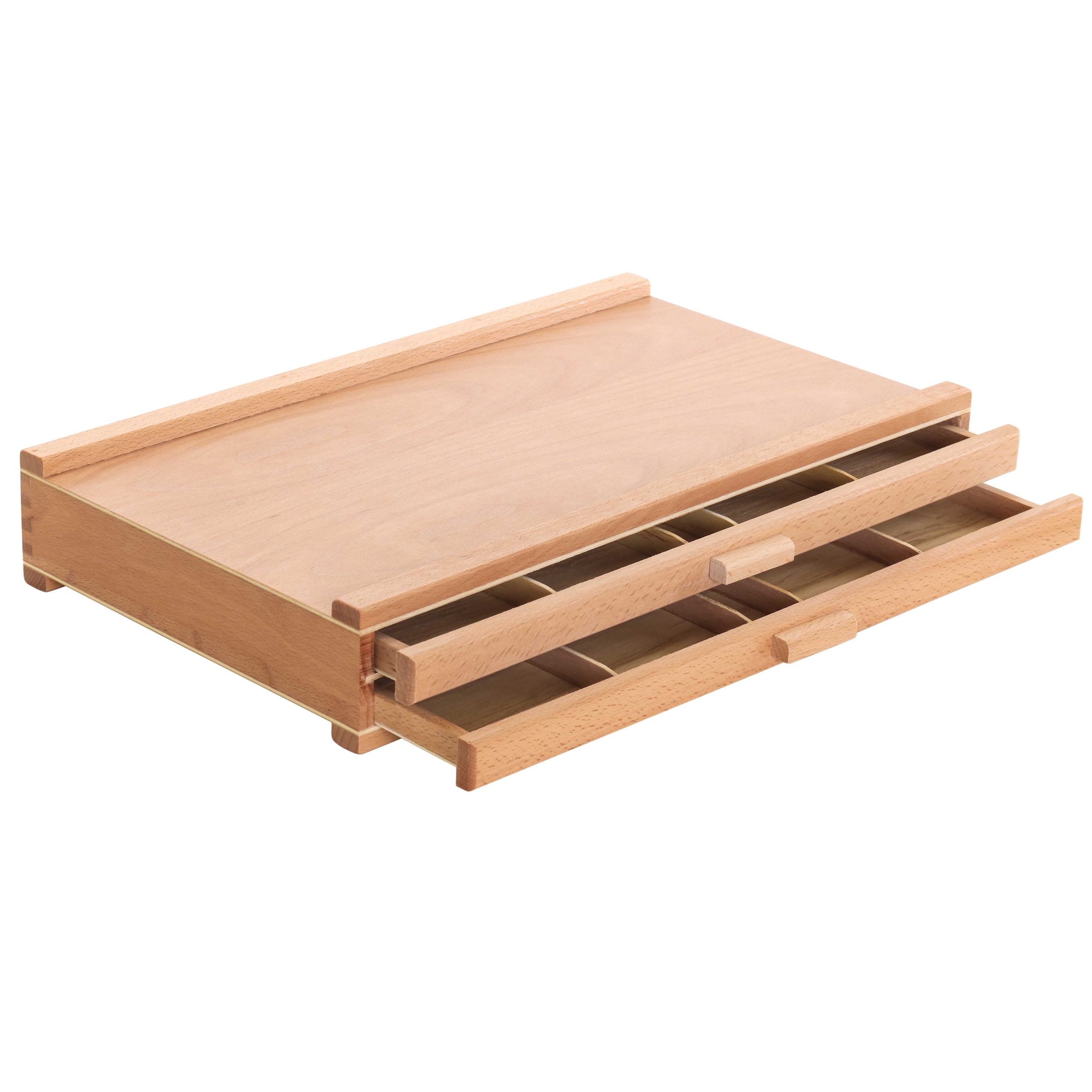 2-Drawer Artist Wood Pastel. Pen. Marker Storage Box - Elm Hardwood Construction. 5 Compartments per Drawer - Ideal for Pastels. Pens. Pencils. Charcoal. Blending Tools. and More