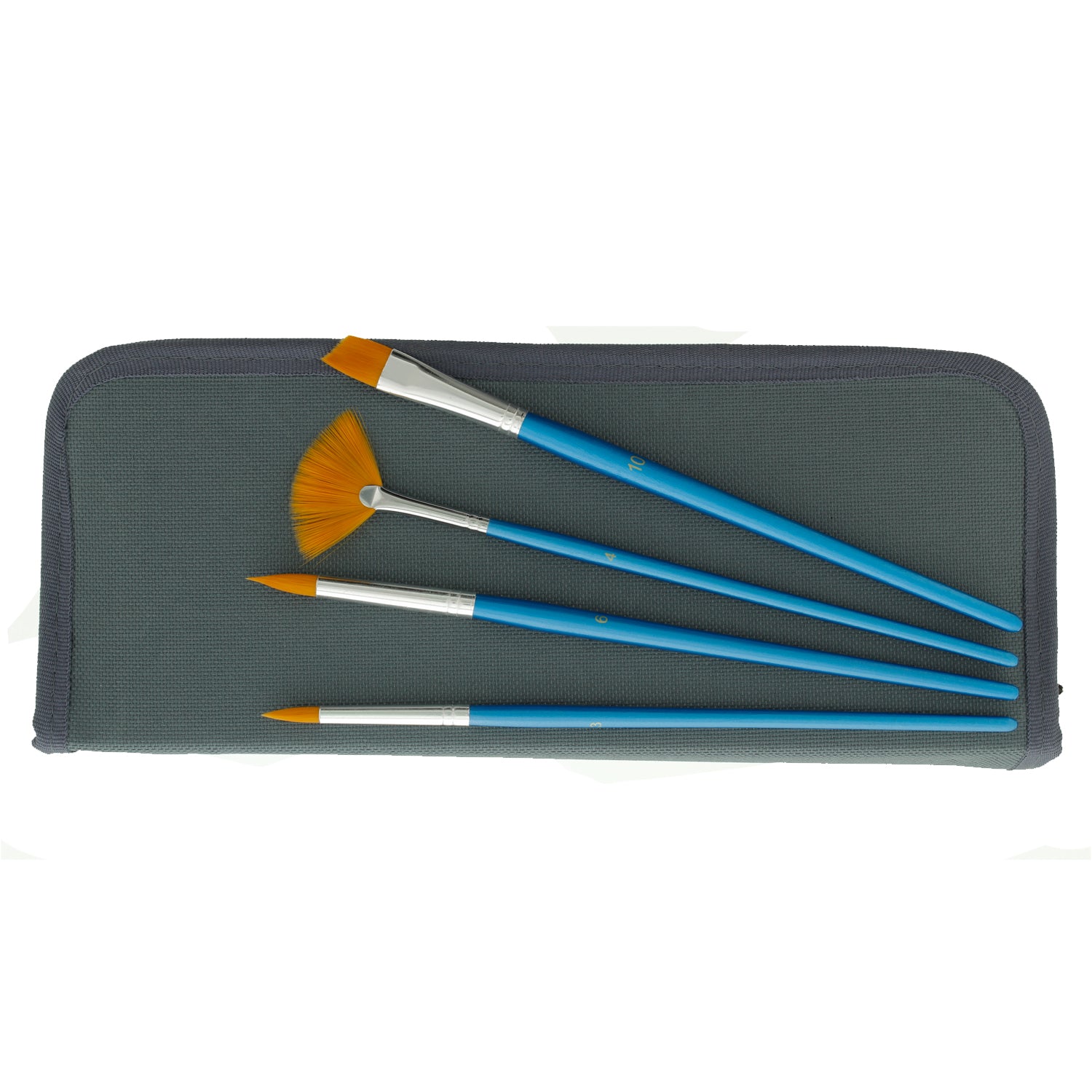 12 Piece Nylon Hair Short Blue Handle Oil/Acrylic Brush Set with Black Carrying Case - Image 4