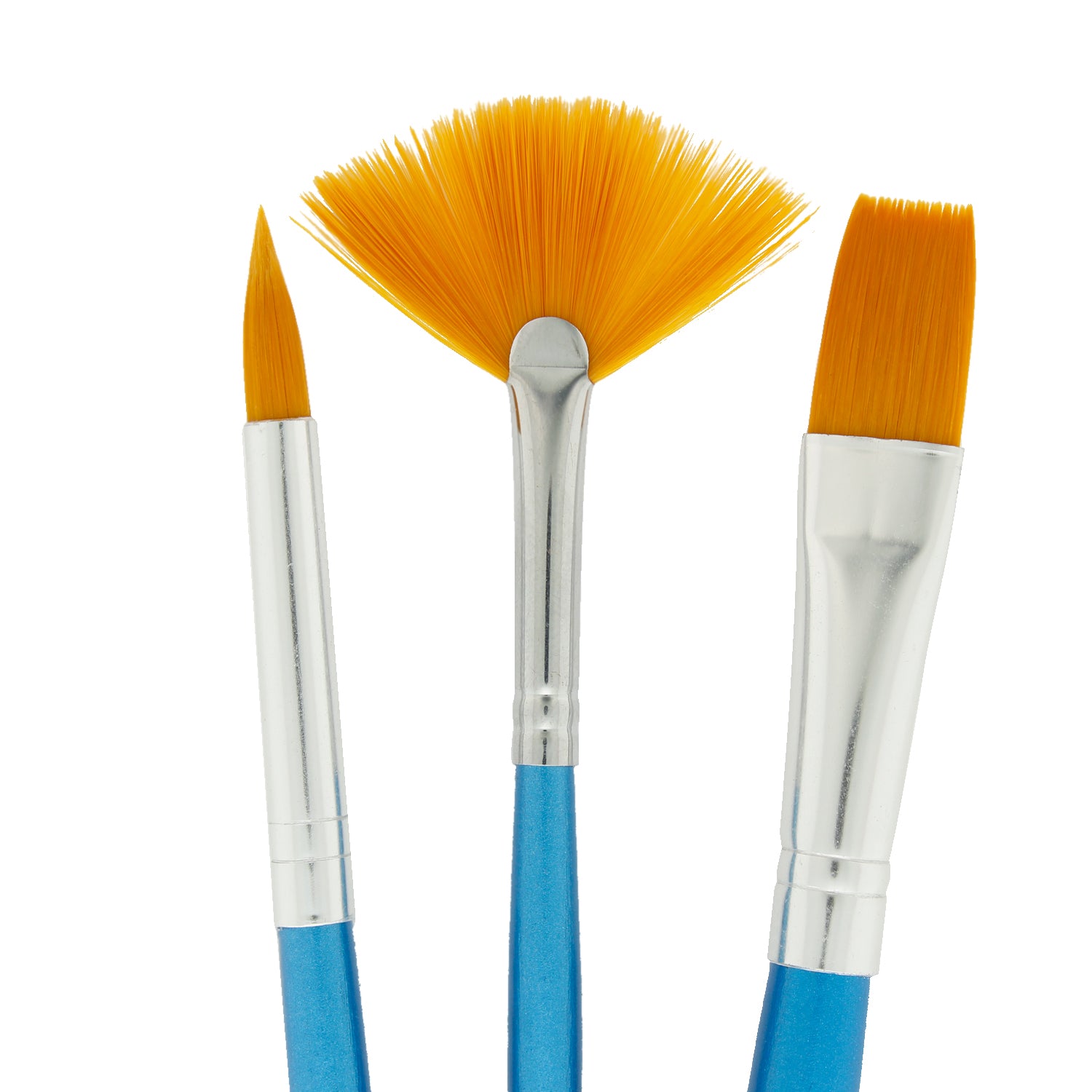 12 Piece Nylon Hair Short Blue Handle Oil/Acrylic Brush Set with Black Carrying Case - Image 5