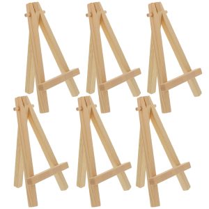 8 High Small Natural Wooden Easel (6 Pack). A-Frame Canvas Stand Tripod. Small Painting Easels - Tabletop Easel for Painting. Canvases. Student Crafts. Event Signs Photos