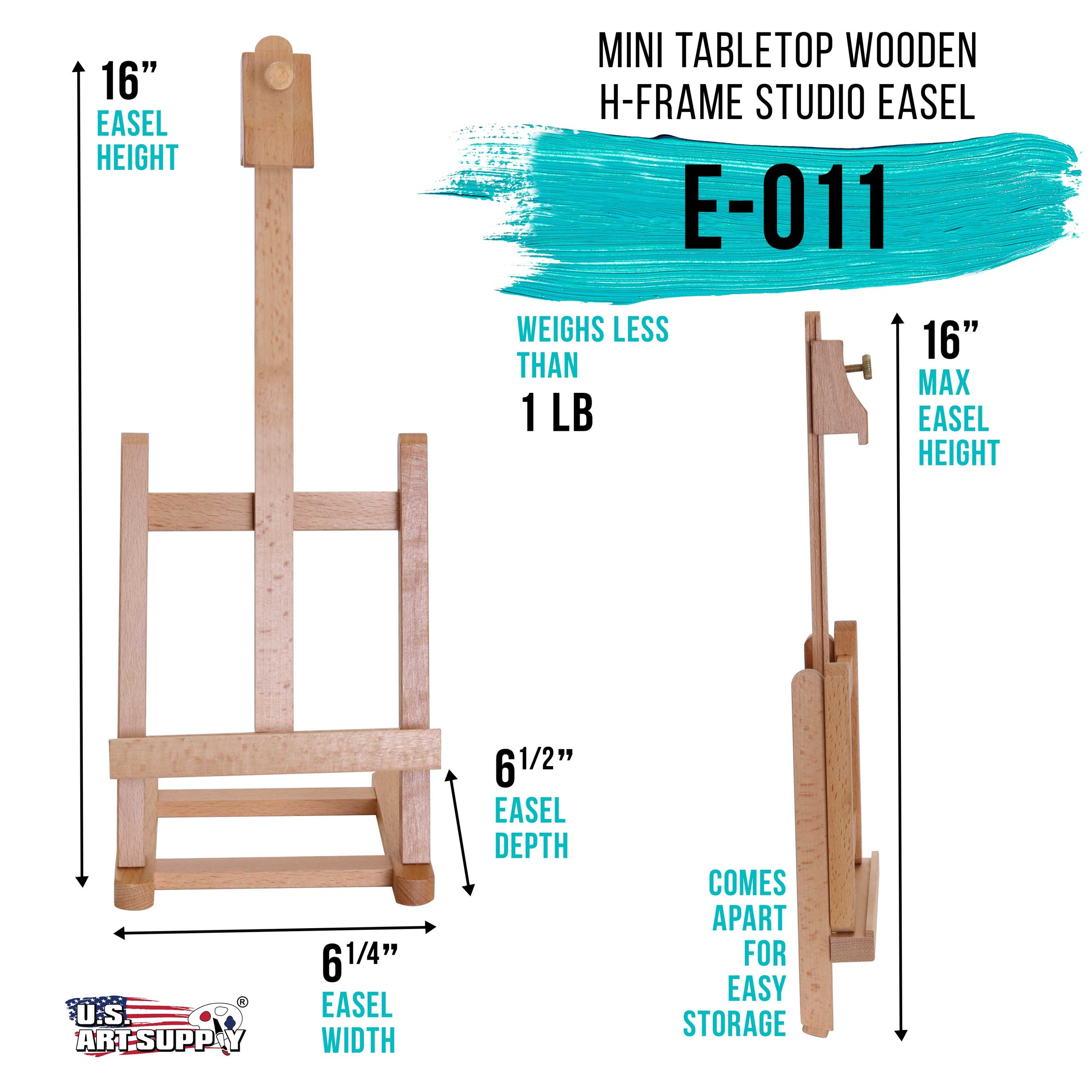 16 Mini Wooden Studio Tabletop Easel - H-Frame Artists Adjustable Painting and Display Stand. Holds Up to 12 Canvas - Portable Table Top Easel for Painting. Artwork - Image 2