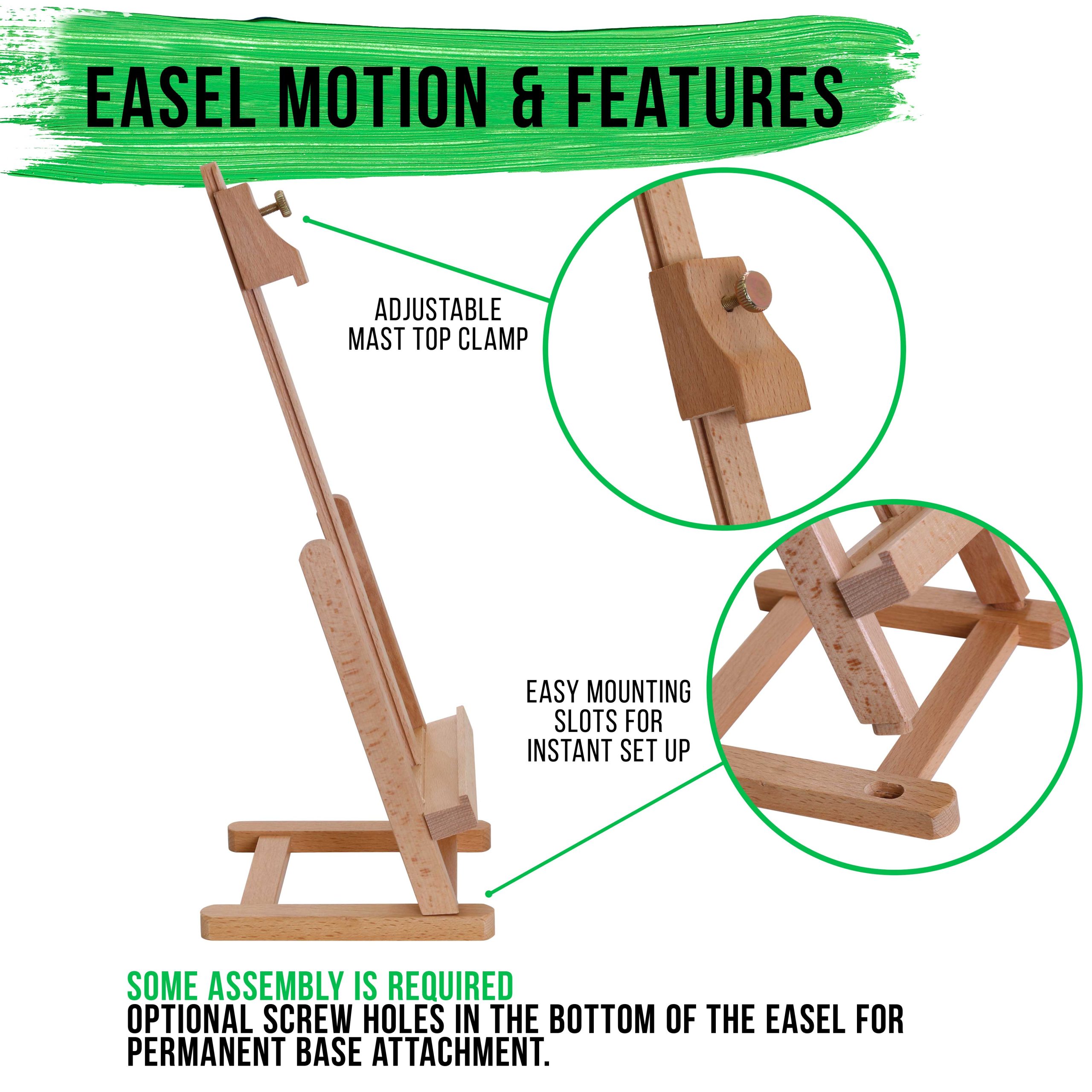 16 Mini Wooden Studio Tabletop Easel - H-Frame Artists Adjustable Painting and Display Stand. Holds Up to 12 Canvas - Portable Table Top Easel for Painting. Artwork - Image 3