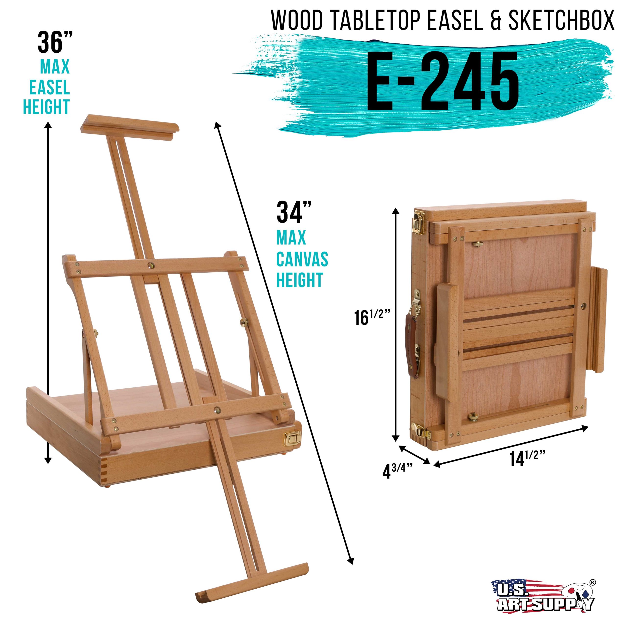 Large Adjustable Wooden Desktop Easel with Storage - Portable Sketchbox. Tabletop Easels for Painting. Drawing & Art Supplies. Premium Beechwood - Image 2