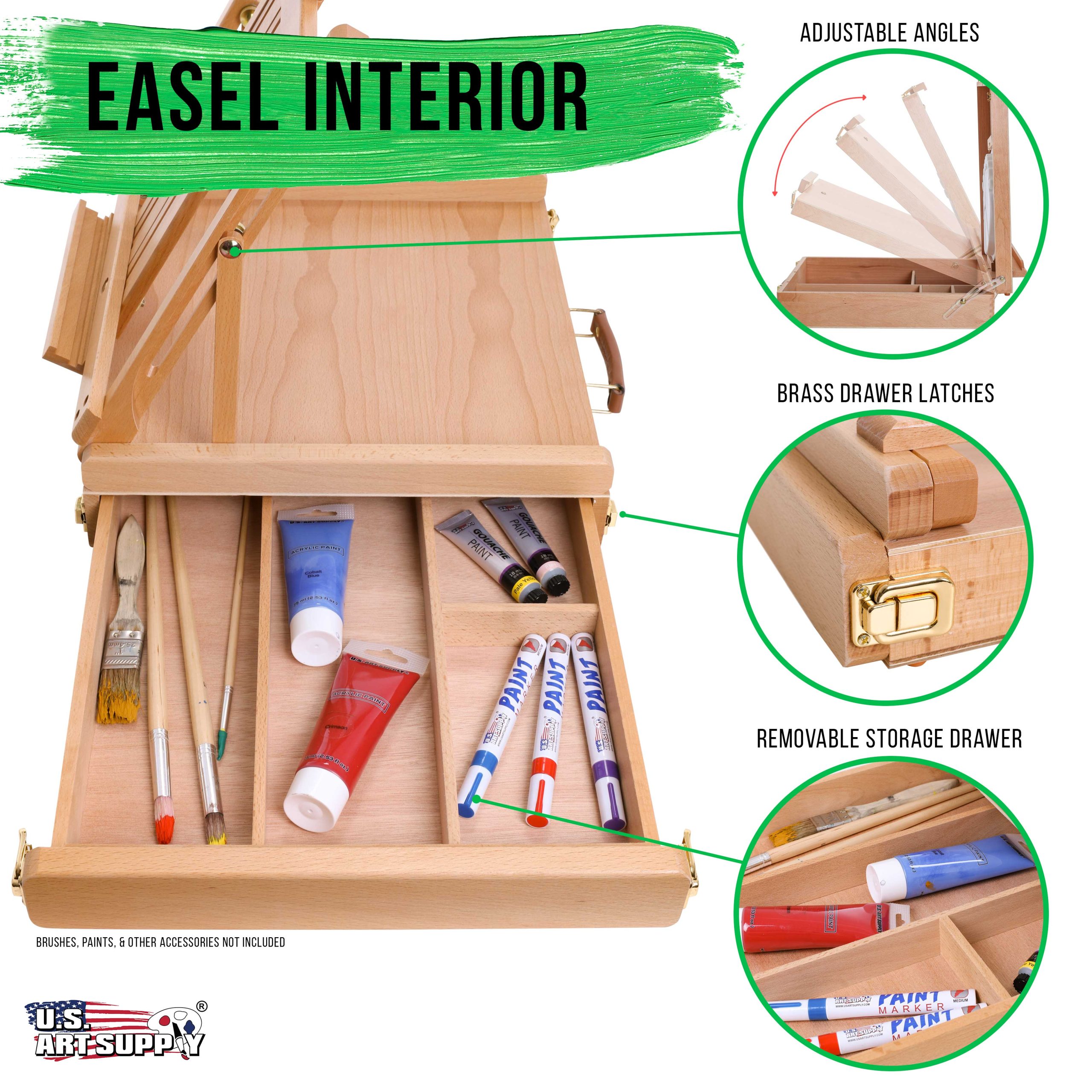 Large Adjustable Wooden Desktop Easel with Storage - Portable Sketchbox. Tabletop Easels for Painting. Drawing & Art Supplies. Premium Beechwood - Image 3