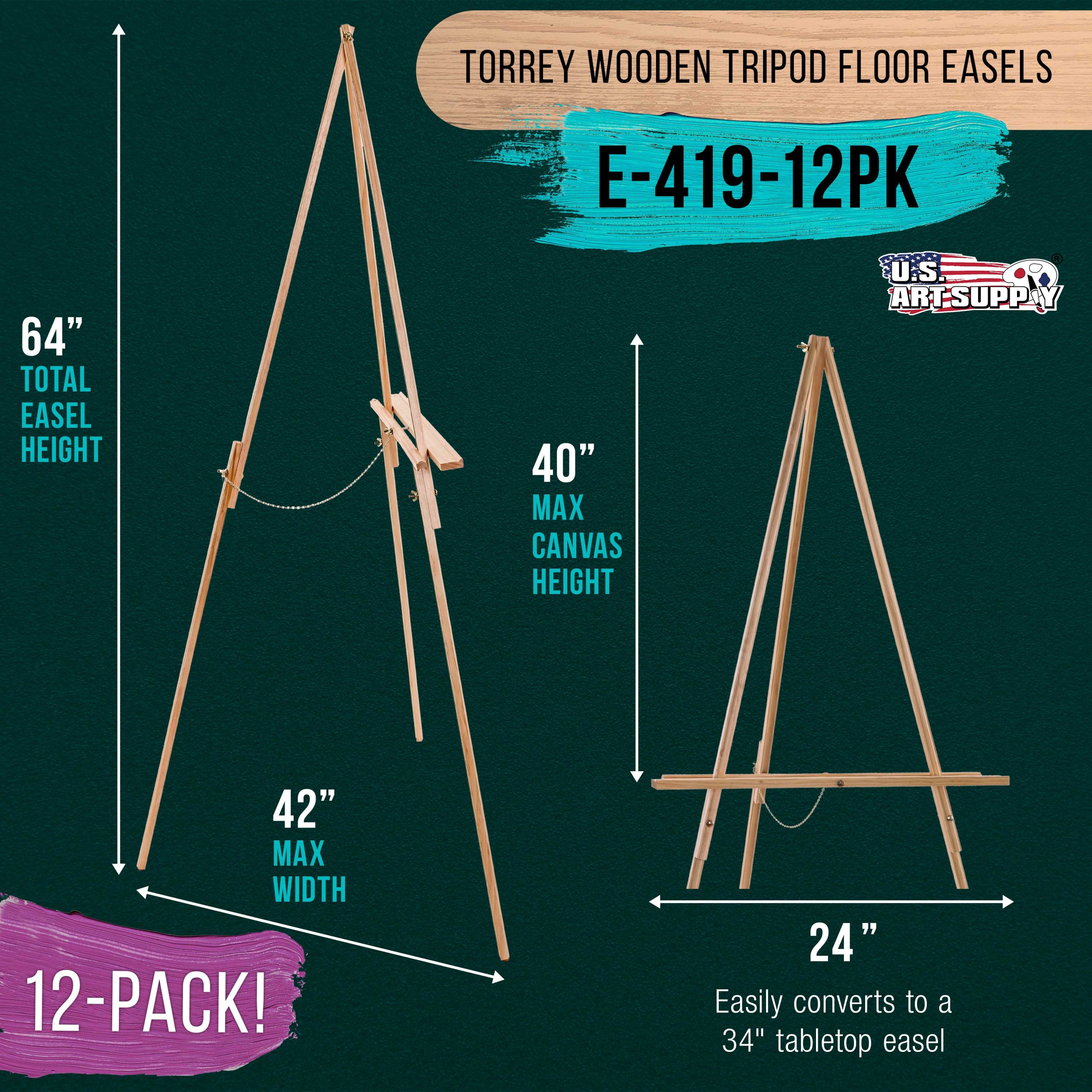 64 Wooden Easel Stand (12 Pack) - Adjustable A-Frame Tripod for Painting. Drawing. Photos & Signs - Lightweight Easels. Wood Easel Stand for Sign Wedding Display 40 Canvas Capacity - Image 2