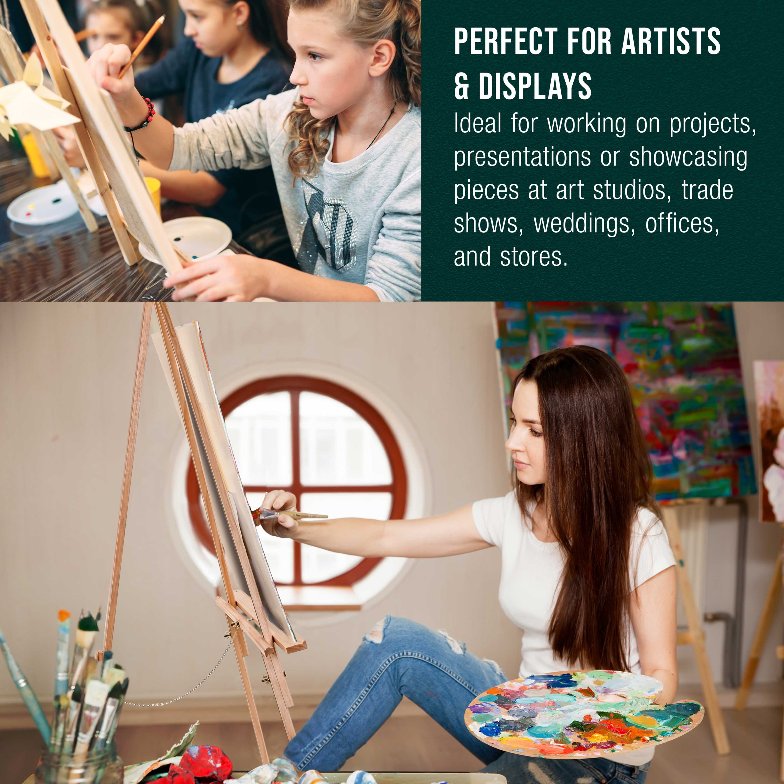 64 Wooden Easel Stand (12 Pack) - Adjustable A-Frame Tripod for Painting. Drawing. Photos & Signs - Lightweight Easels. Wood Easel Stand for Sign Wedding Display 40 Canvas Capacity - Image 6