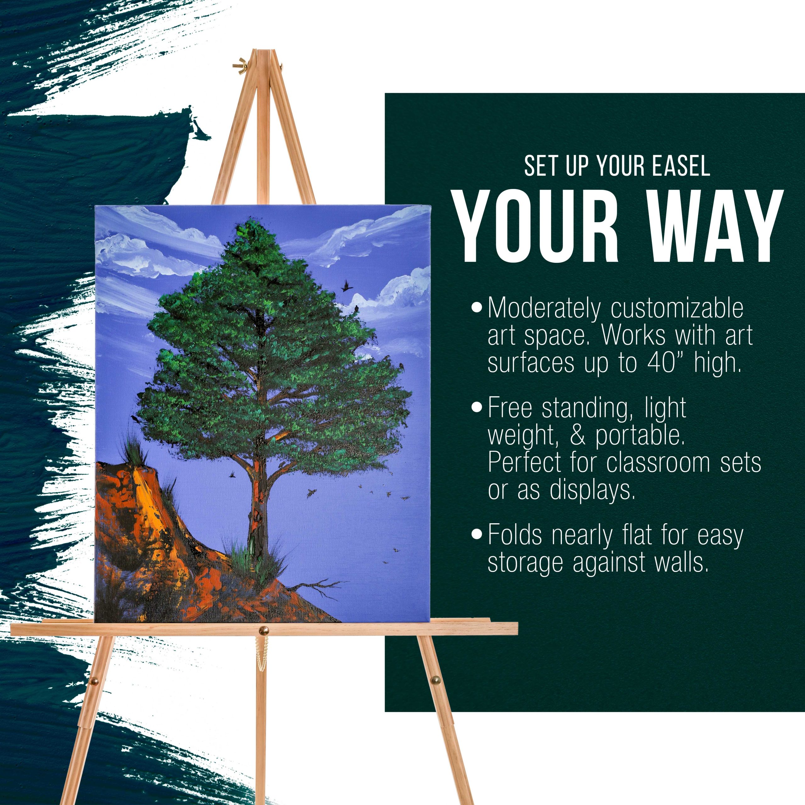 64 Wooden Easel Stand - Adjustable A-Frame Tripod for Painting. Drawing. Photos & Signs - Lightweight Easels. Wood Easel Stand for Sign Wedding Display 40 Canvas Capacity - Image 4