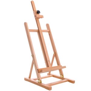 Medium Wooden H-Frame Studio Tabletop Easel - Adjustable Stand. Holds Up To 27 Canvas. Portable Table Top Easel for Painting