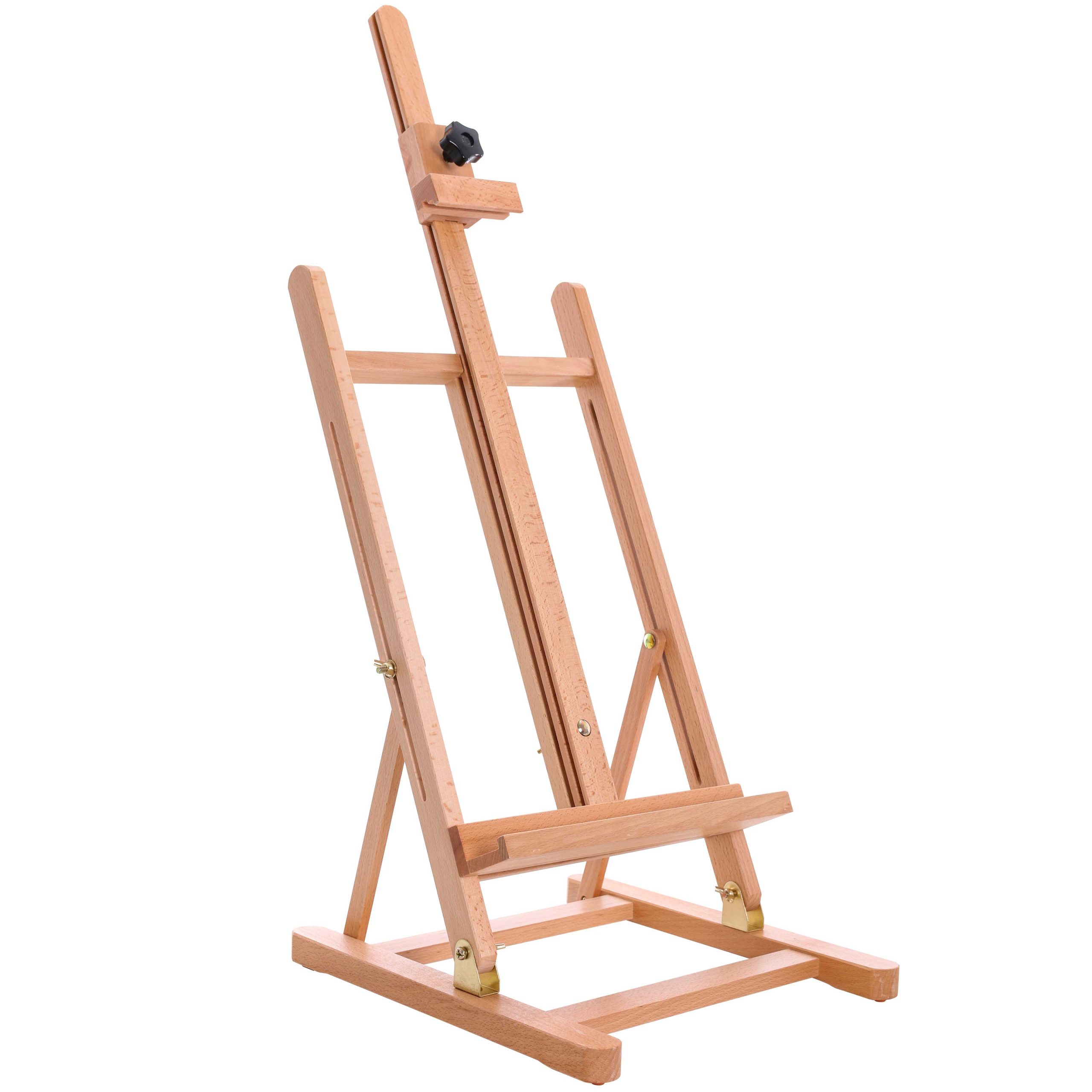 Medium Wooden H-Frame Studio Tabletop Easel - Adjustable Stand. Holds Up To 27 Canvas. Portable Table Top Easel for Painting