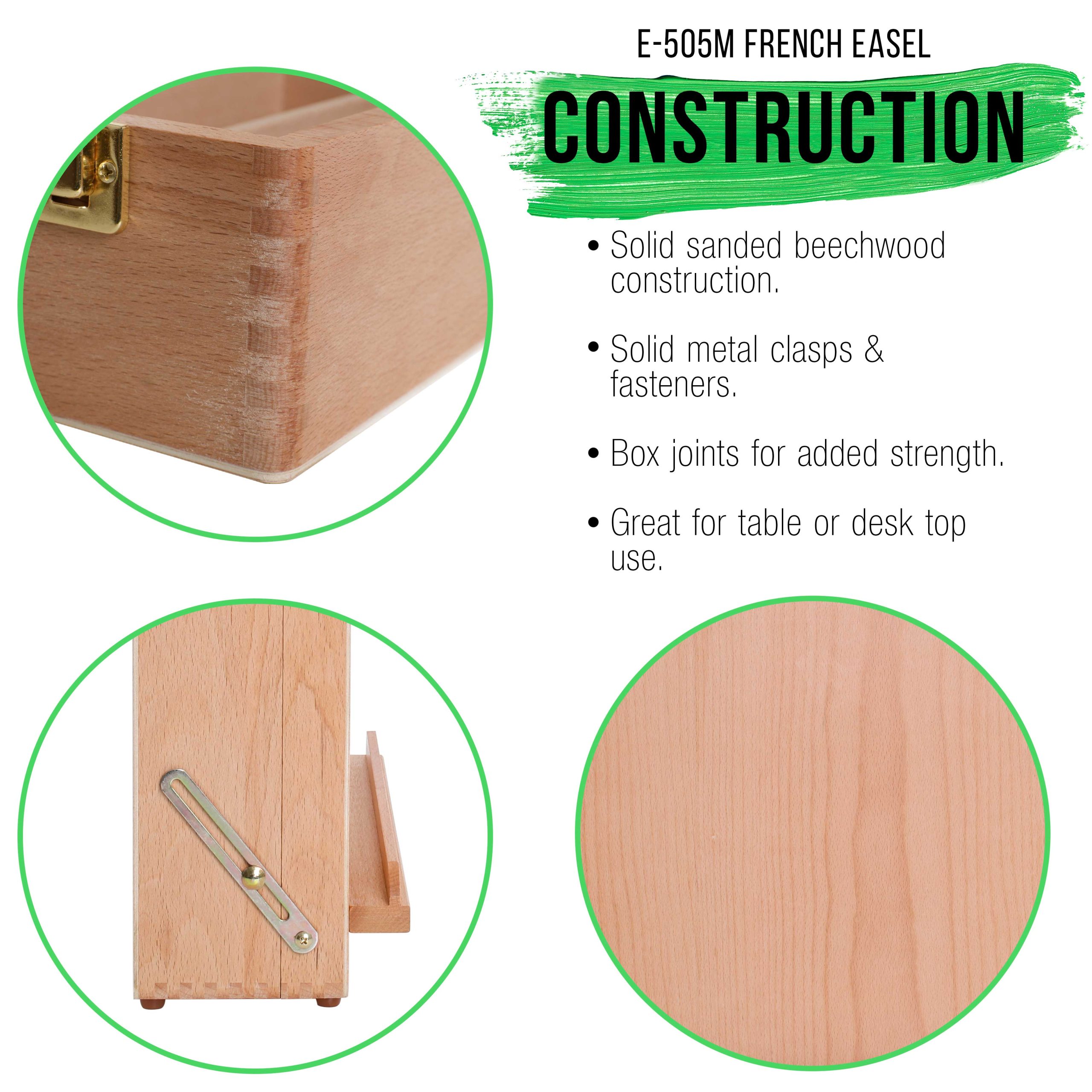 Newport Large Adjustable Wood Desktop Easel - Premium Beechwood Tabletop Drawing Easel with Storage. Paint Palette. Portable Easels for Painting. Drawing. Sketchbox - Image 5
