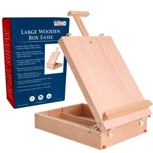 Newport Large Adjustable Wood Desktop Easel - Premium Beechwood Tabletop Drawing Easel with Storage. Paint Palette. Portable Easels for Painting. Drawing. Sketchbox