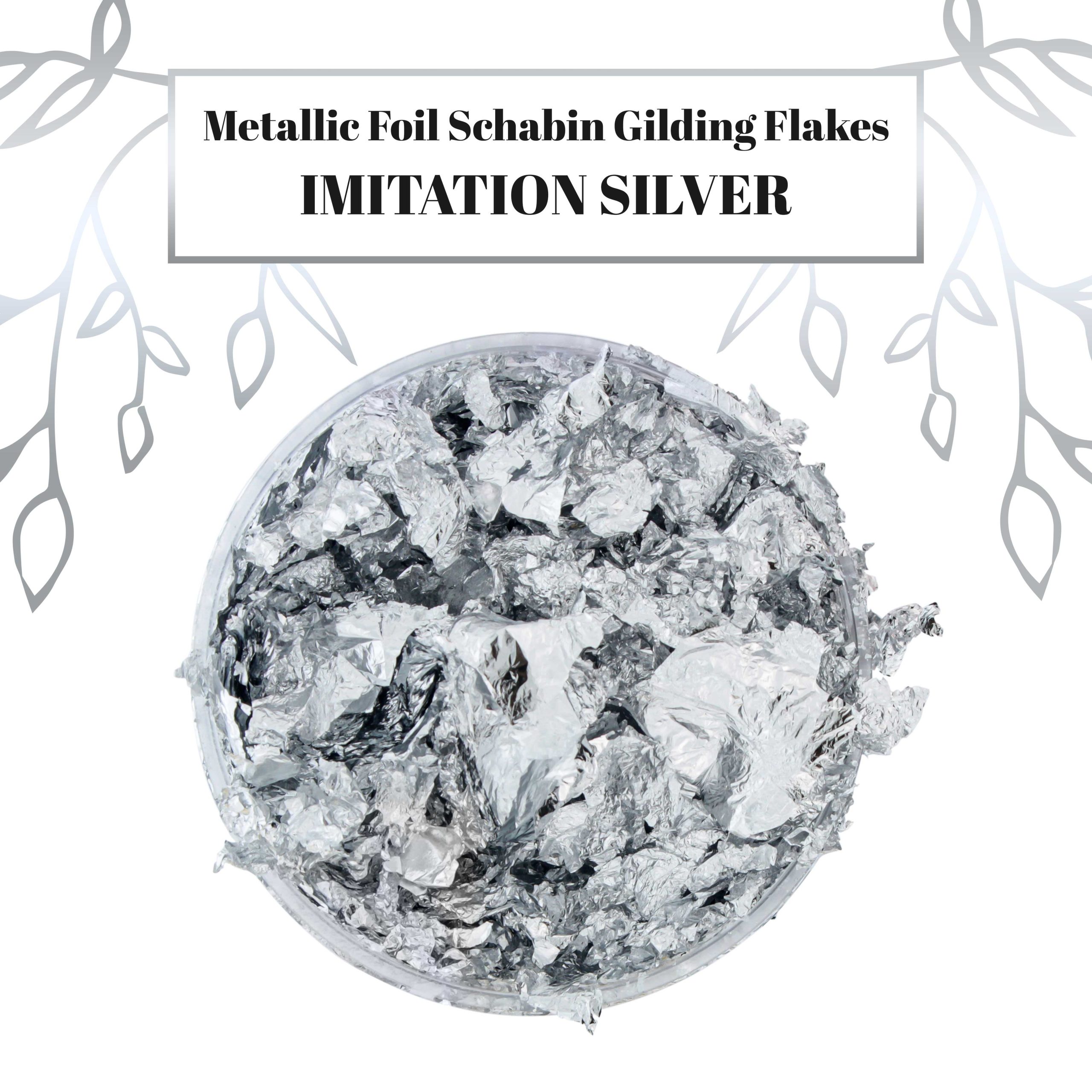 Metallic Foil Schabin Gilding Flakes. Imitation Silver10 Gram Bottle - Metal Leaf Foil Flakes for Resin. Nails. Crafts. Painting. Jewelry. Slime. Arts and Crafts - Image 2