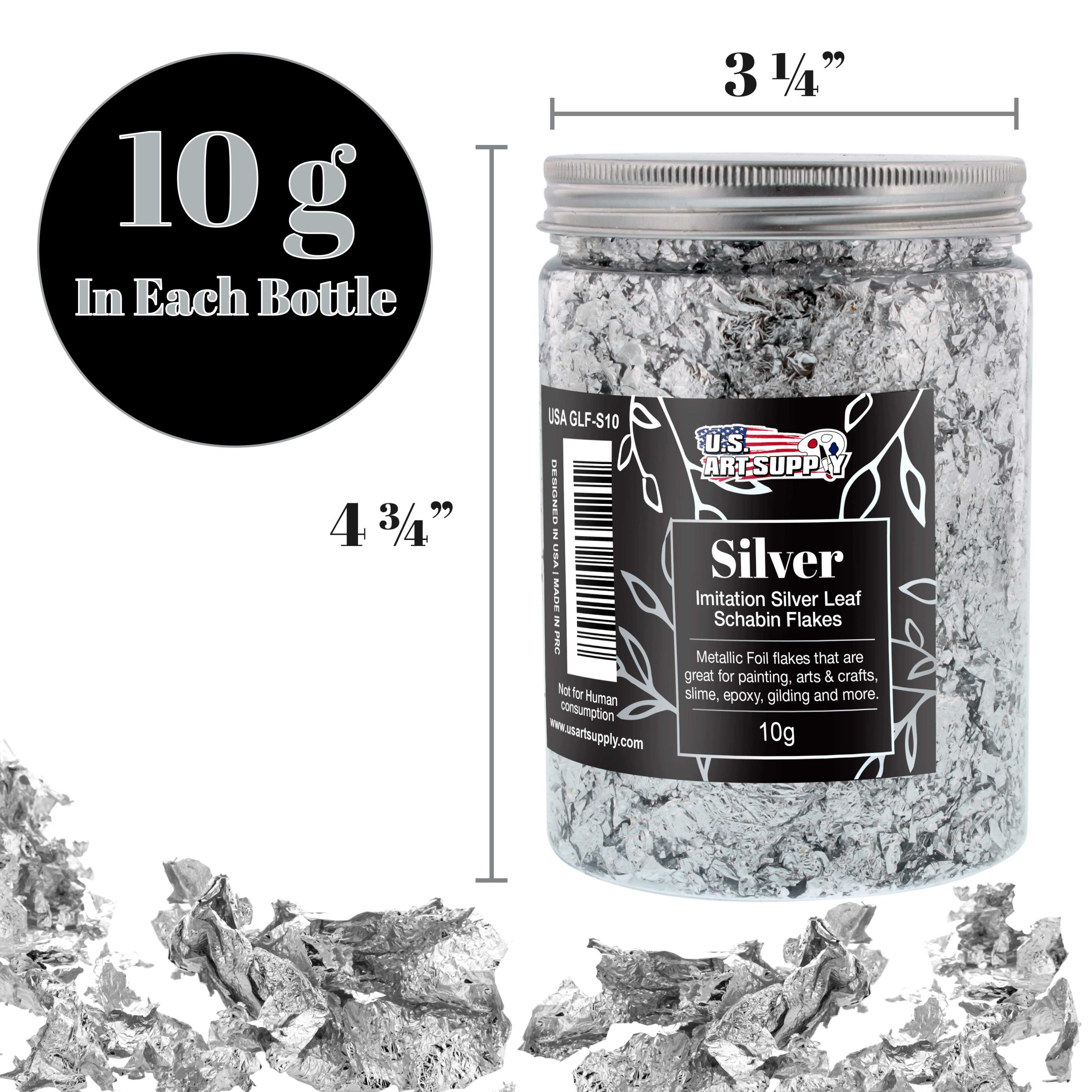 Metallic Foil Schabin Gilding Flakes. Imitation Silver10 Gram Bottle - Metal Leaf Foil Flakes for Resin. Nails. Crafts. Painting. Jewelry. Slime. Arts and Crafts - Image 3
