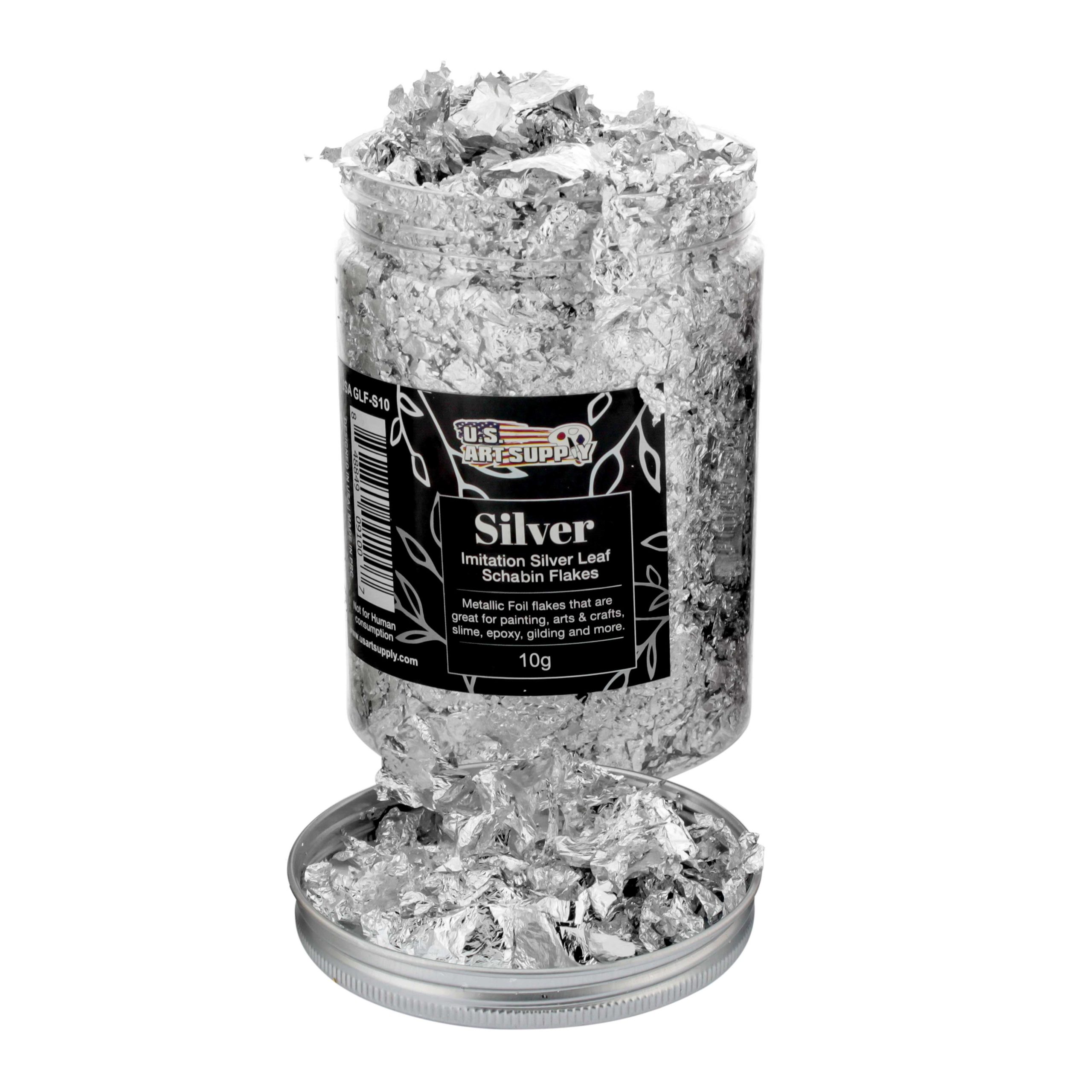 Metallic Foil Schabin Gilding Flakes. Imitation Silver10 Gram Bottle - Metal Leaf Foil Flakes for Resin. Nails. Crafts. Painting. Jewelry. Slime. Arts and Crafts - Image 6