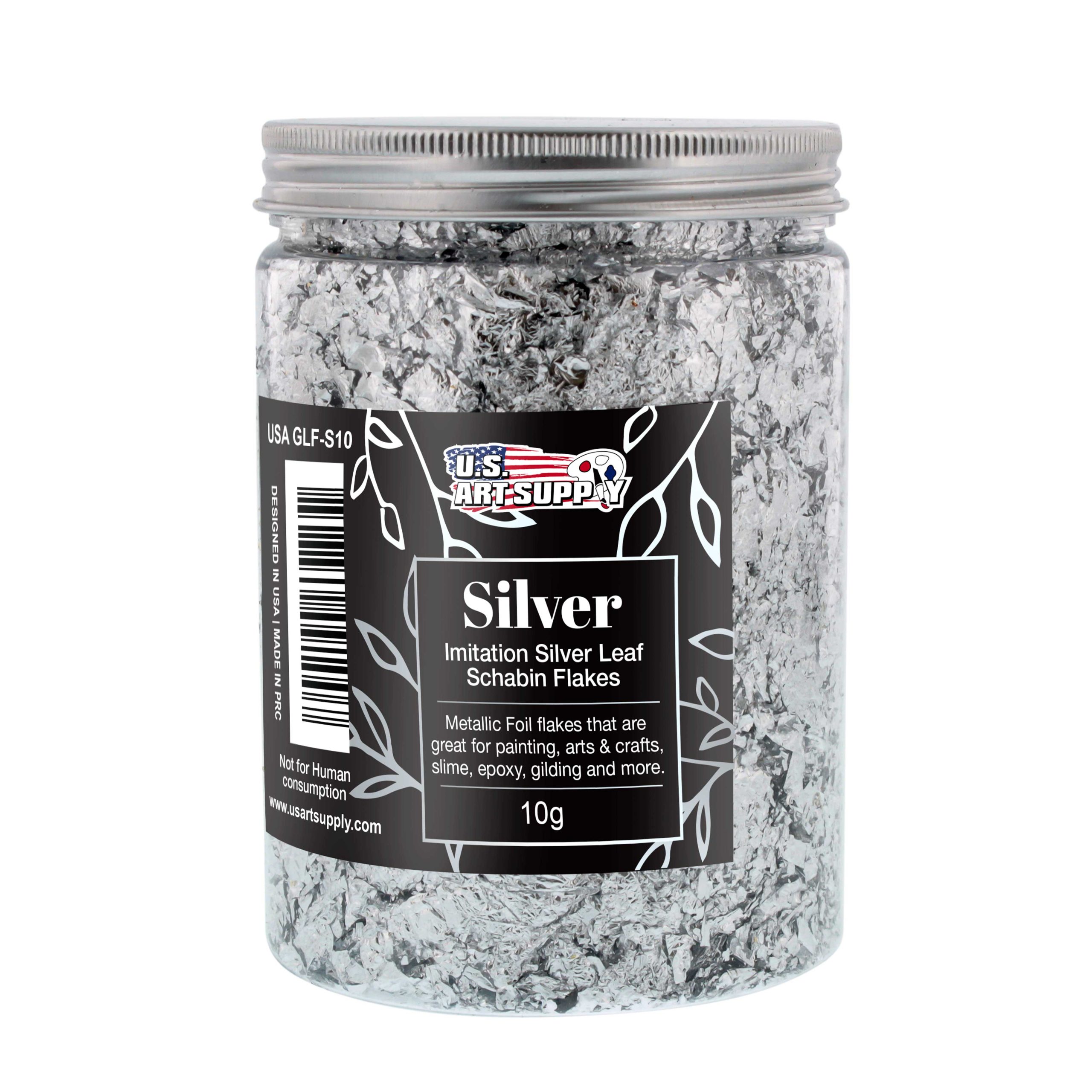 Metallic Foil Schabin Gilding Flakes. Imitation Silver10 Gram Bottle - Metal Leaf Foil Flakes for Resin. Nails. Crafts. Painting. Jewelry. Slime. Arts and Crafts