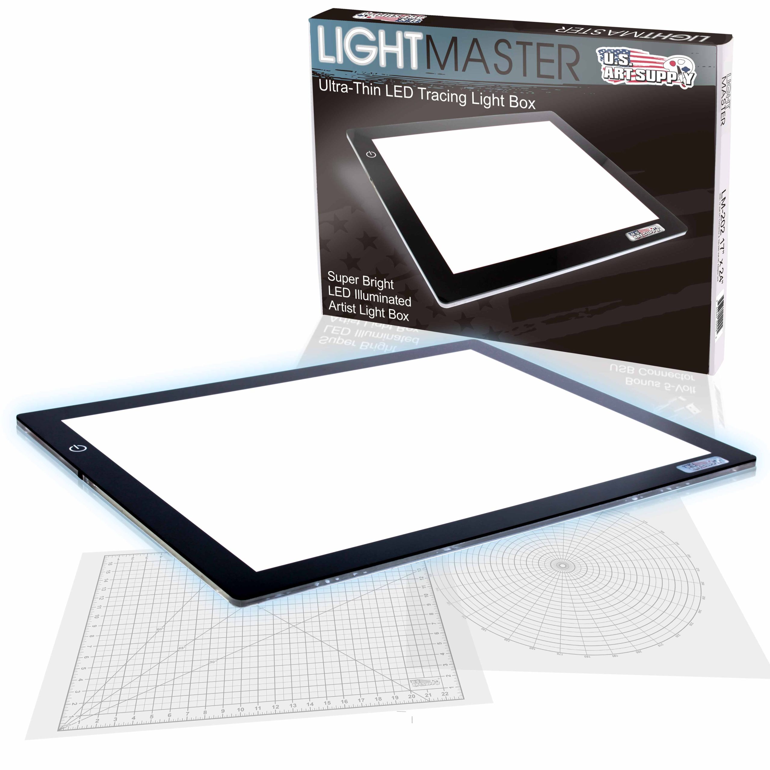 Lightmaster 32.5 Diagonal A2 LED Light Box Board - 17 x 24. Light Board Tracing Pad with Dimmable 12V Lamps. Artist Lightbox for Tracing. Drawing. Diamond Painting