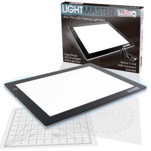 Lightmaster 18.75 Diagonal A4 LED Light Box Board - 9 x 12. Light Board Tracing Pad with Dimmable 12V Lamps. Artist Lightbox for Tracing. Drawing. Diamond Painting
