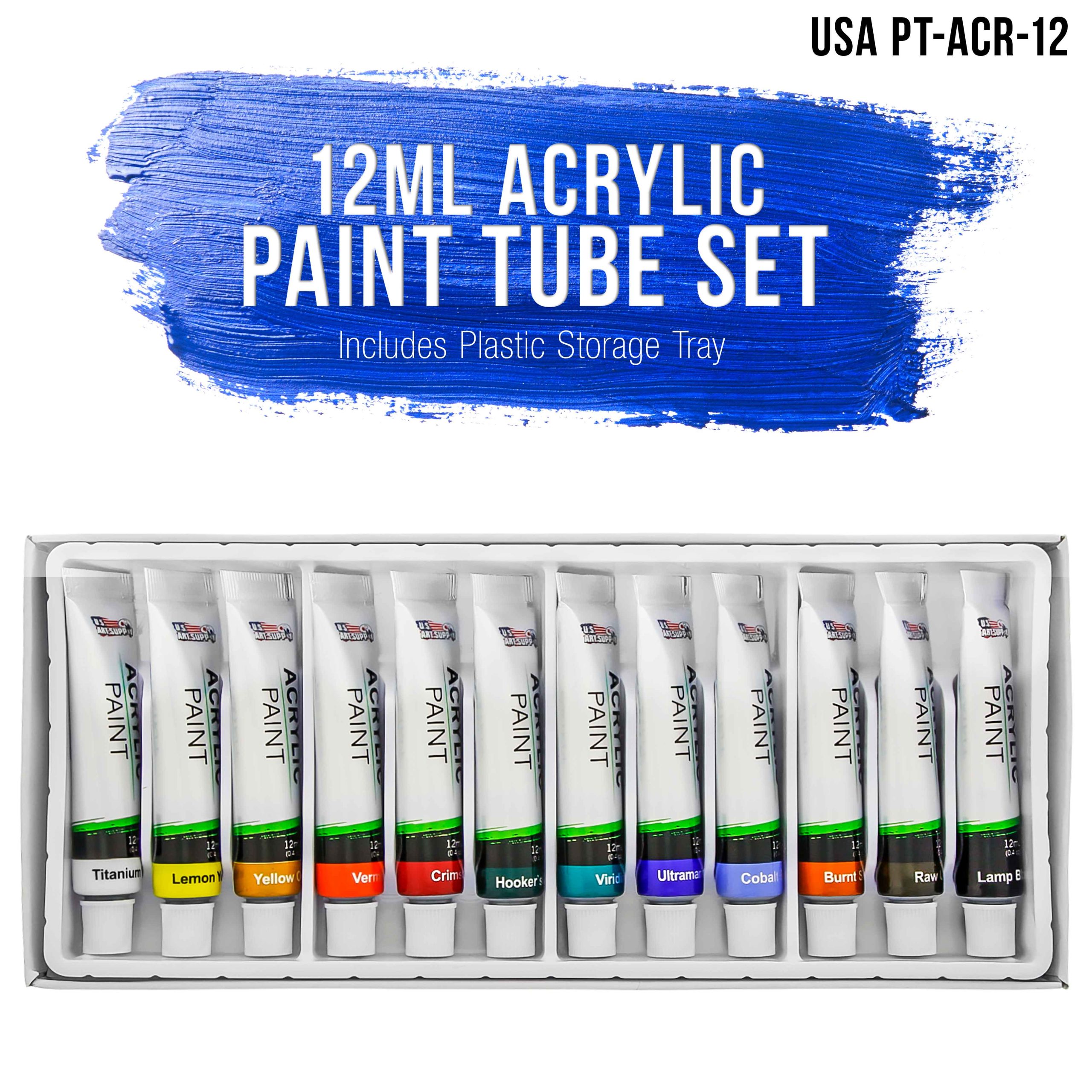 Professional 12 Color Set of Acrylic Paint in 12ml Tubes - Rich Vivid Colors for Artists. Students. Beginners. Kids. Adults - Canvas - Image 2