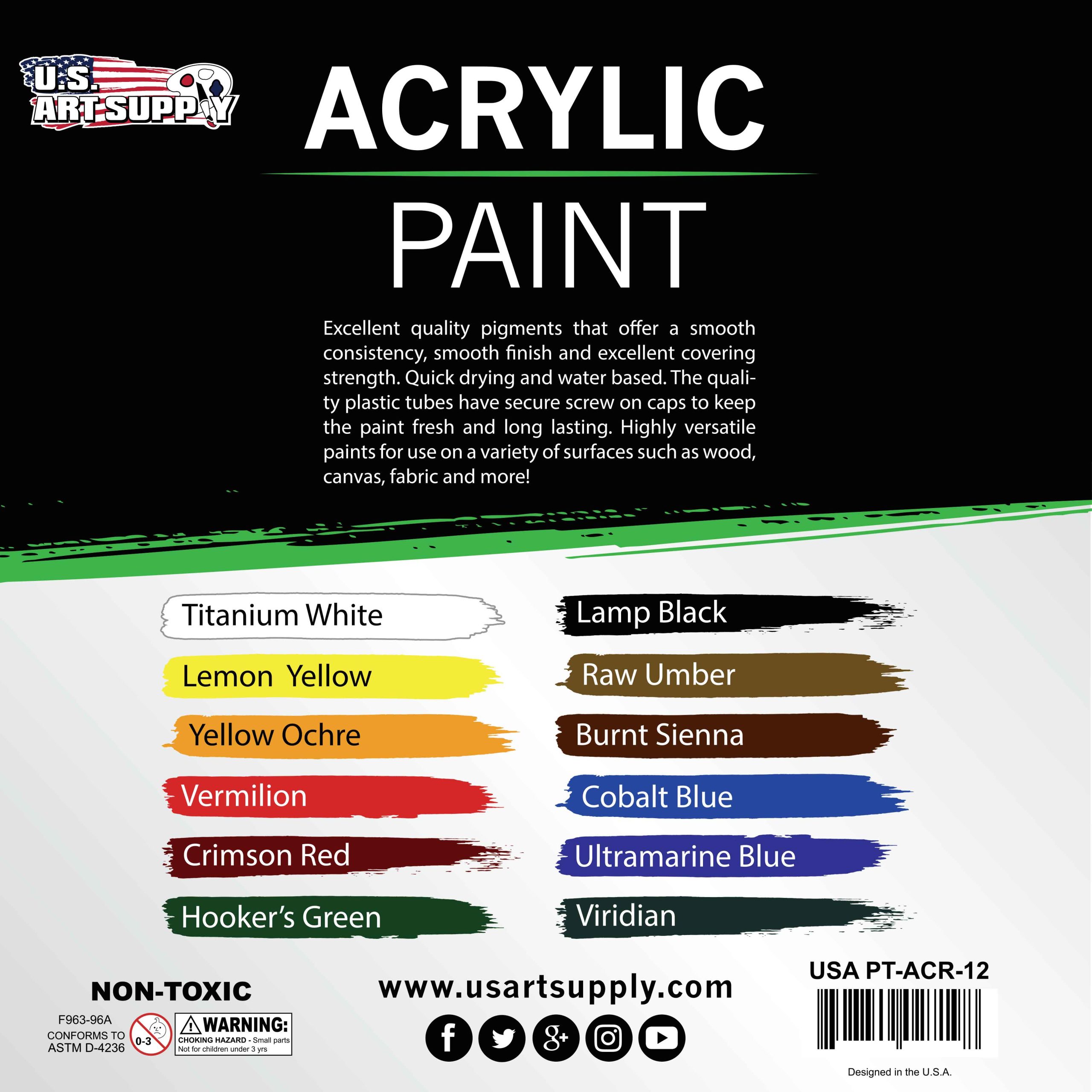 Professional 12 Color Set of Acrylic Paint in 12ml Tubes - Rich Vivid Colors for Artists. Students. Beginners. Kids. Adults - Canvas - Image 3