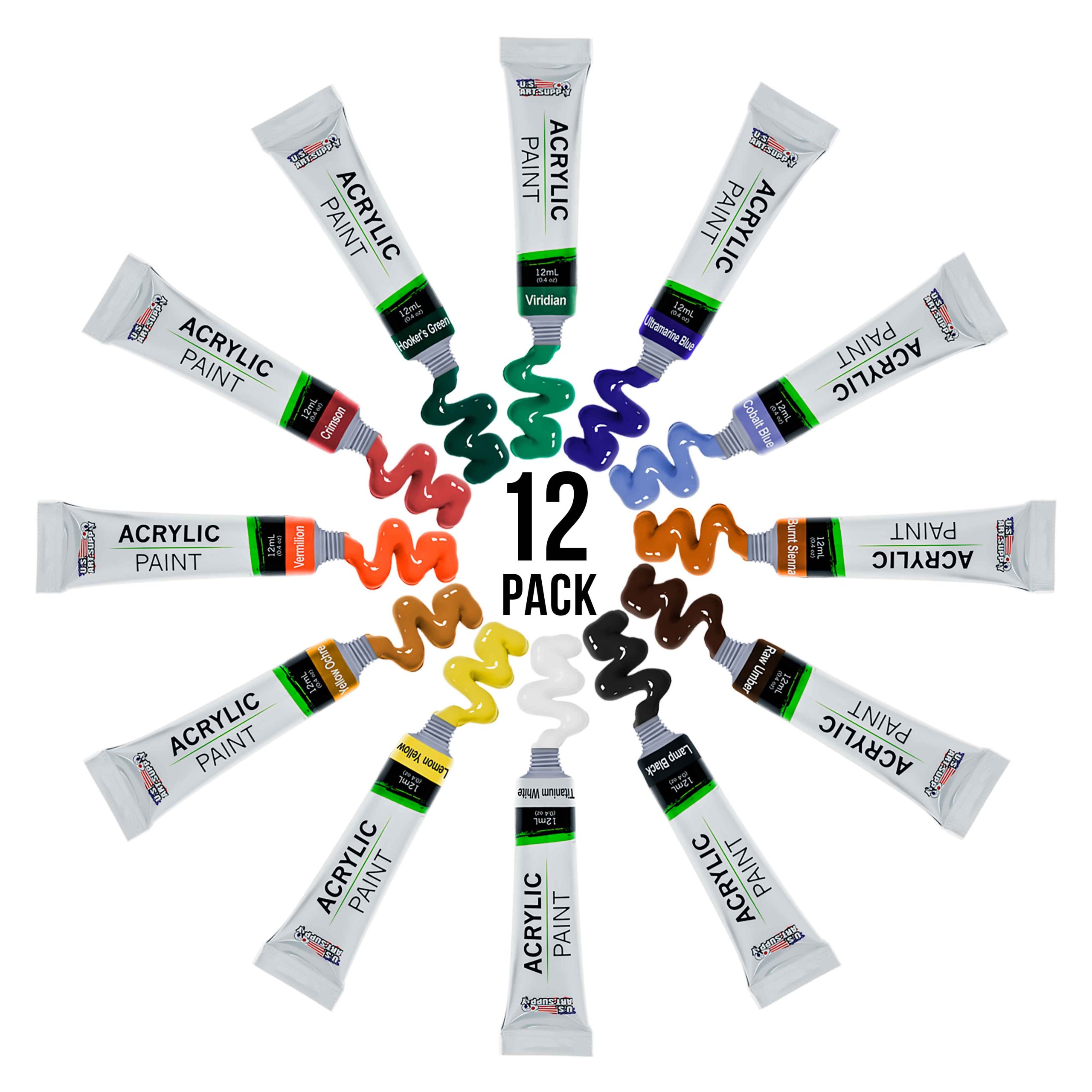 Professional 12 Color Set of Acrylic Paint in 12ml Tubes - Rich Vivid Colors for Artists. Students. Beginners. Kids. Adults - Canvas - Image 4