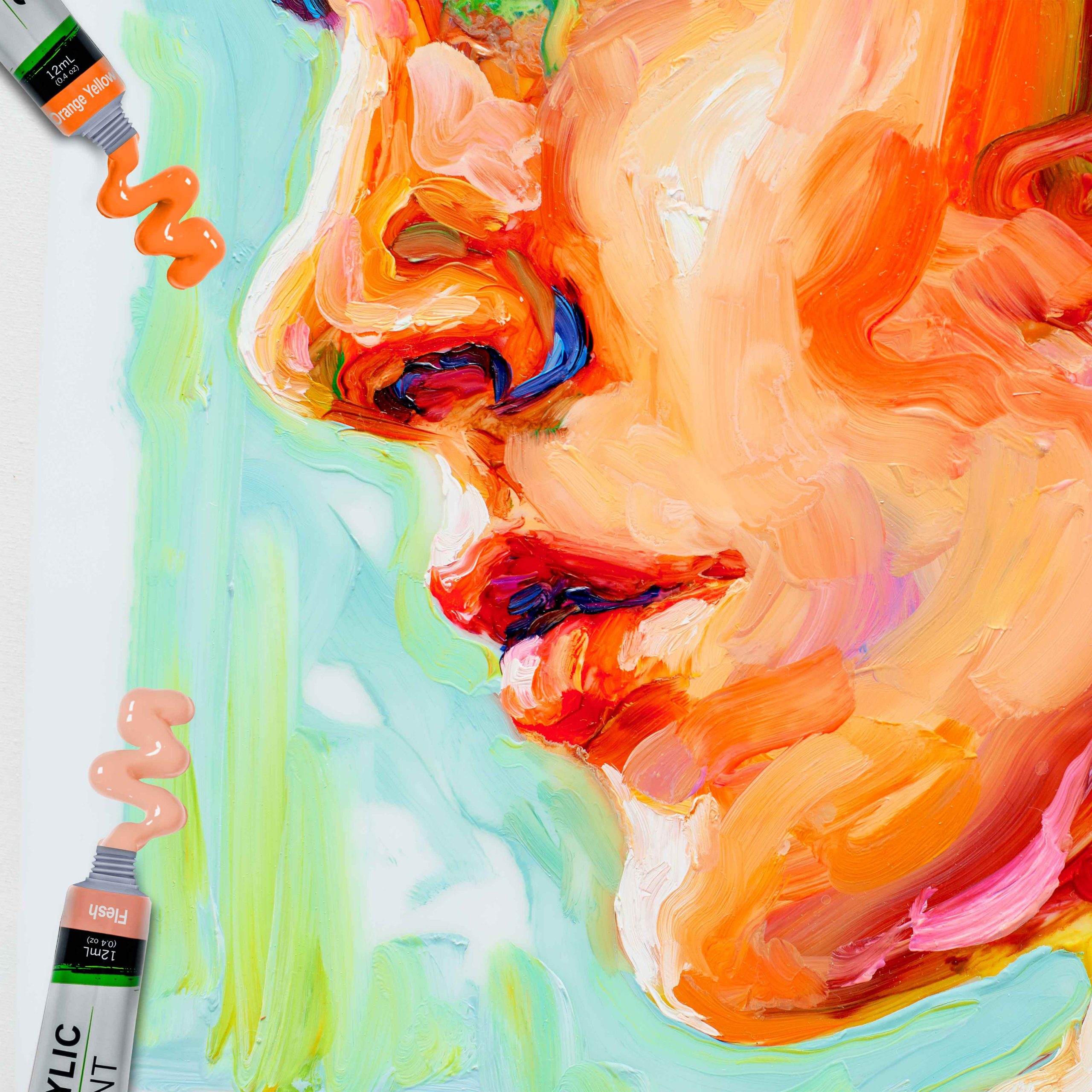 Professional 12 Color Set of Acrylic Paint in 12ml Tubes - Rich Vivid Colors for Artists. Students. Beginners. Kids. Adults - Canvas - Image 7