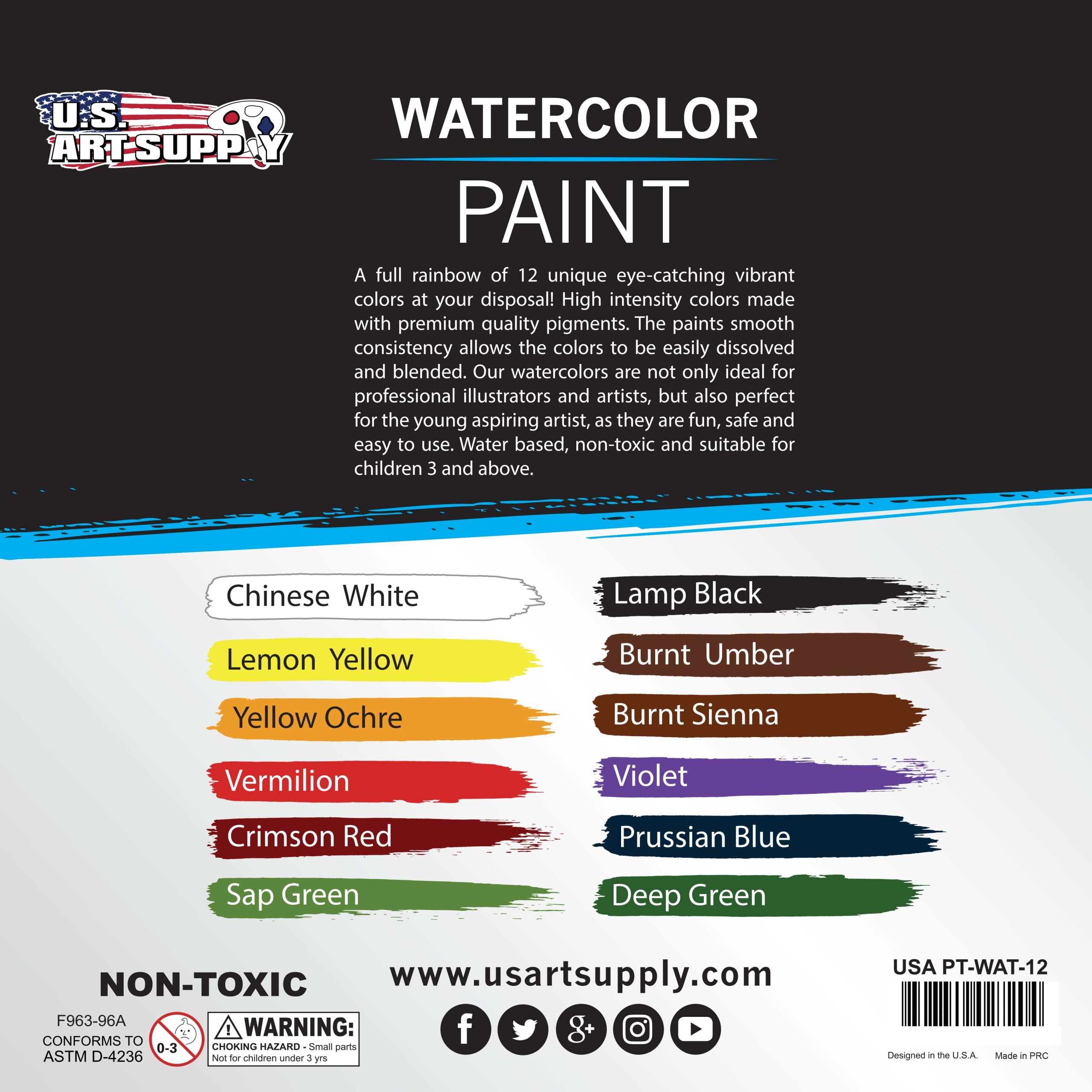 12-Color Water Colors Paint Set. 12ml Professional Watercolor Tubes. Vibrant Pigments - Water Colors Paint Adult Set for Artists - Image 3
