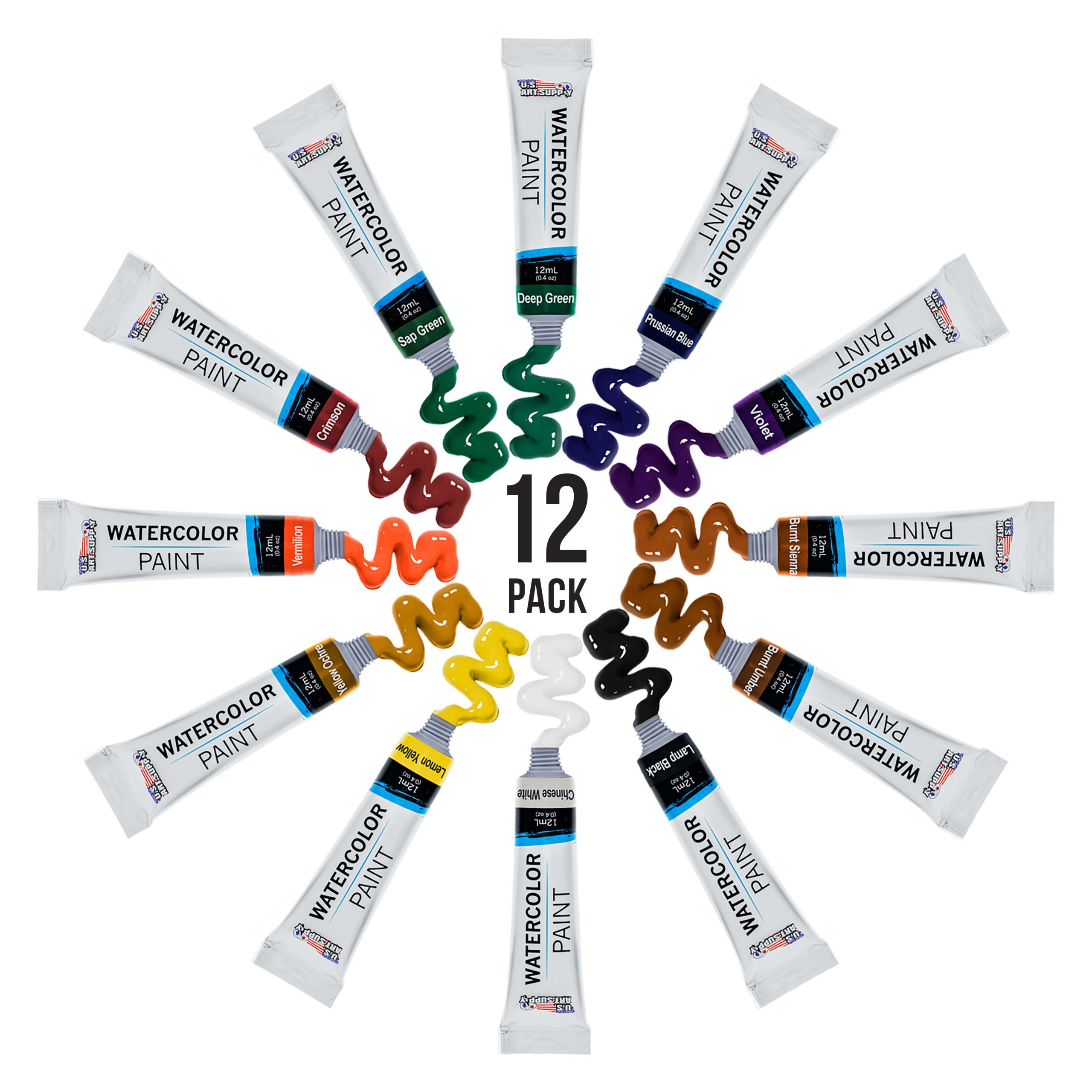 12-Color Water Colors Paint Set. 12ml Professional Watercolor Tubes. Vibrant Pigments - Water Colors Paint Adult Set for Artists - Image 4
