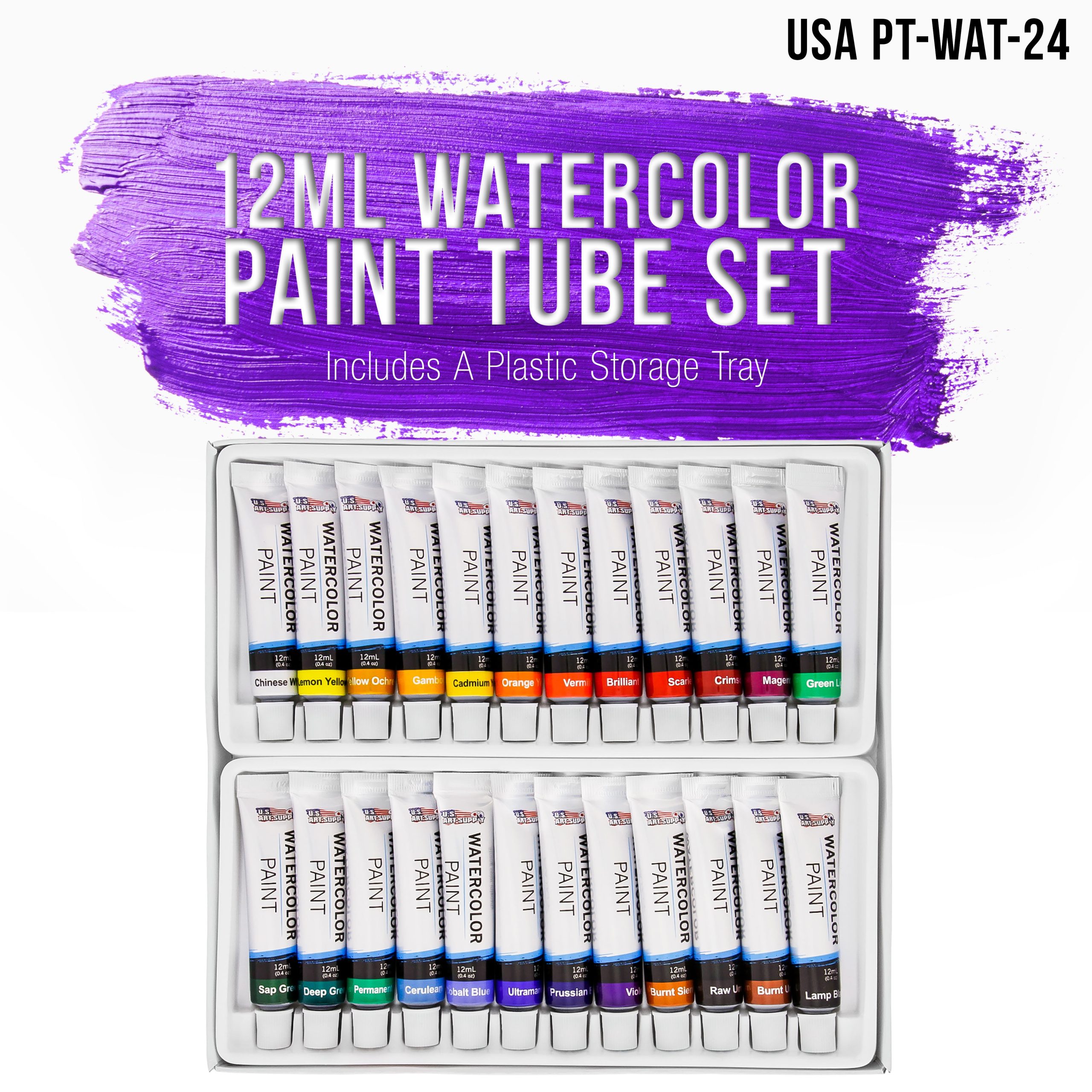 24-Color Water Colors Paint Set. 12ml Professional Watercolor Tubes. Vibrant Pigments - Water Colors Paint Adult Set for Artists - Image 2