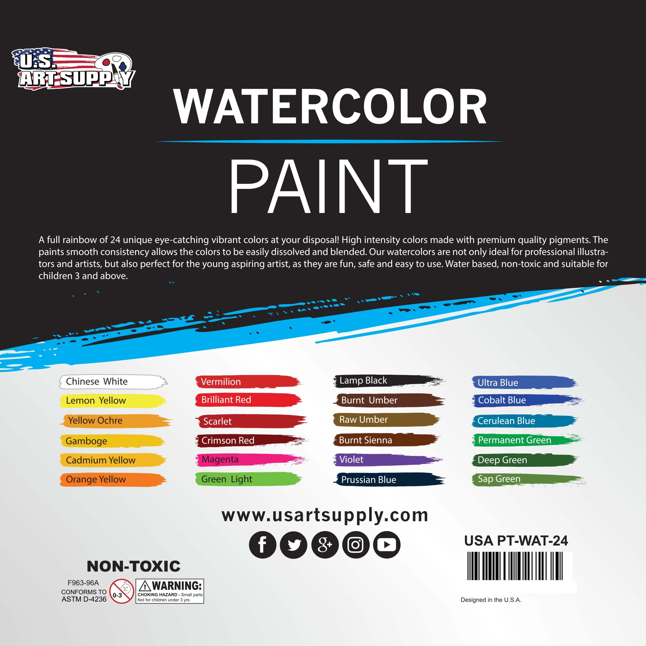 24-Color Water Colors Paint Set. 12ml Professional Watercolor Tubes. Vibrant Pigments - Water Colors Paint Adult Set for Artists - Image 3
