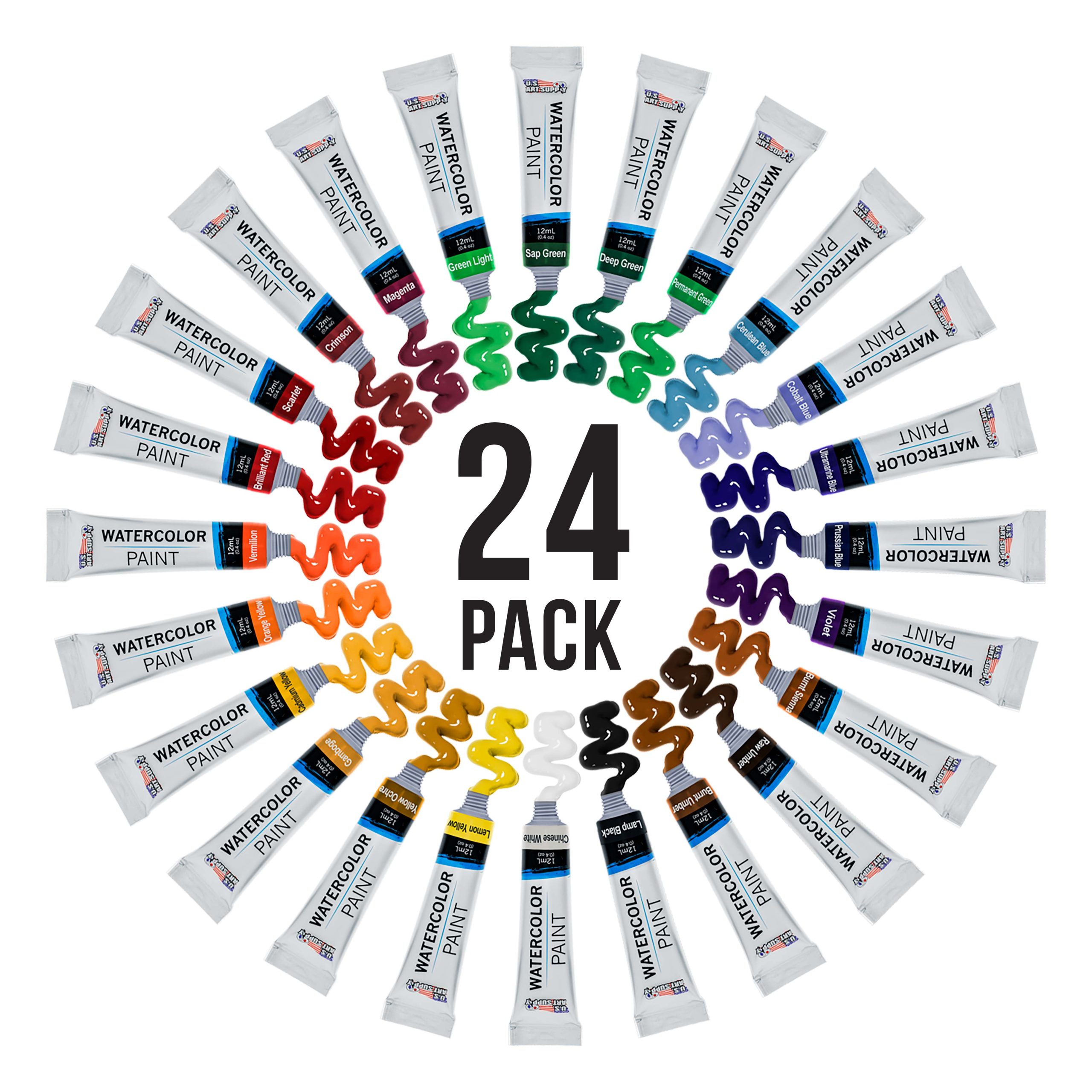 24-Color Water Colors Paint Set. 12ml Professional Watercolor Tubes. Vibrant Pigments - Water Colors Paint Adult Set for Artists - Image 4