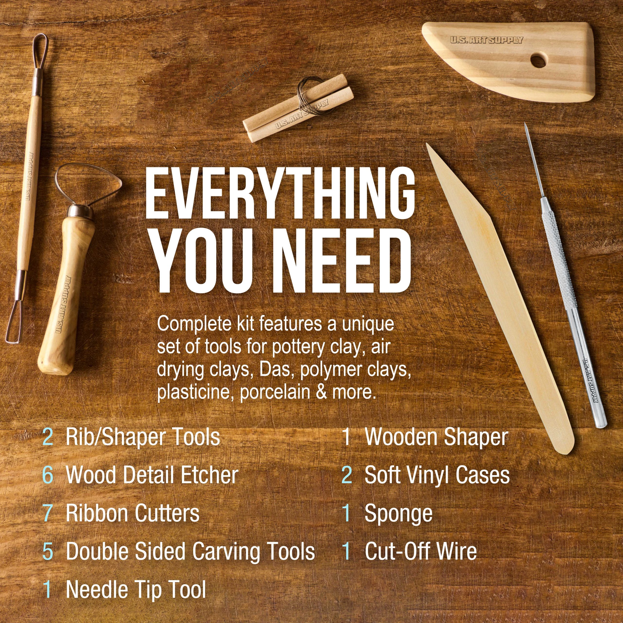 Pottery & Clay Tools Sets (26-Piece) - 12 and 14-Piece Set Include Pottery Tools. Canvas Case for Sculpting. Ceramics. and Easy Storage & Transport - Image 4