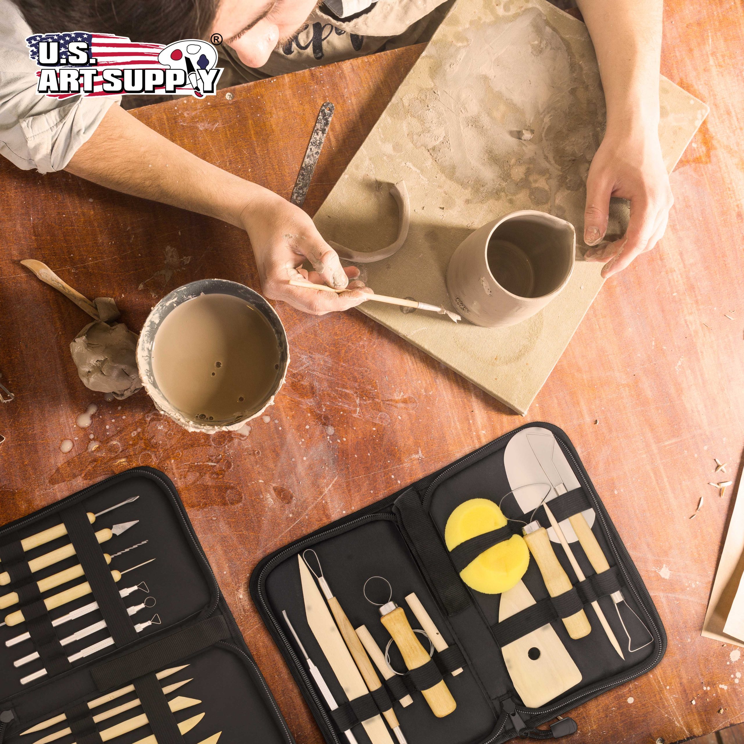 Pottery & Clay Tools Sets (26-Piece) - 12 and 14-Piece Set Include Pottery Tools. Canvas Case for Sculpting. Ceramics. and Easy Storage & Transport - Image 6