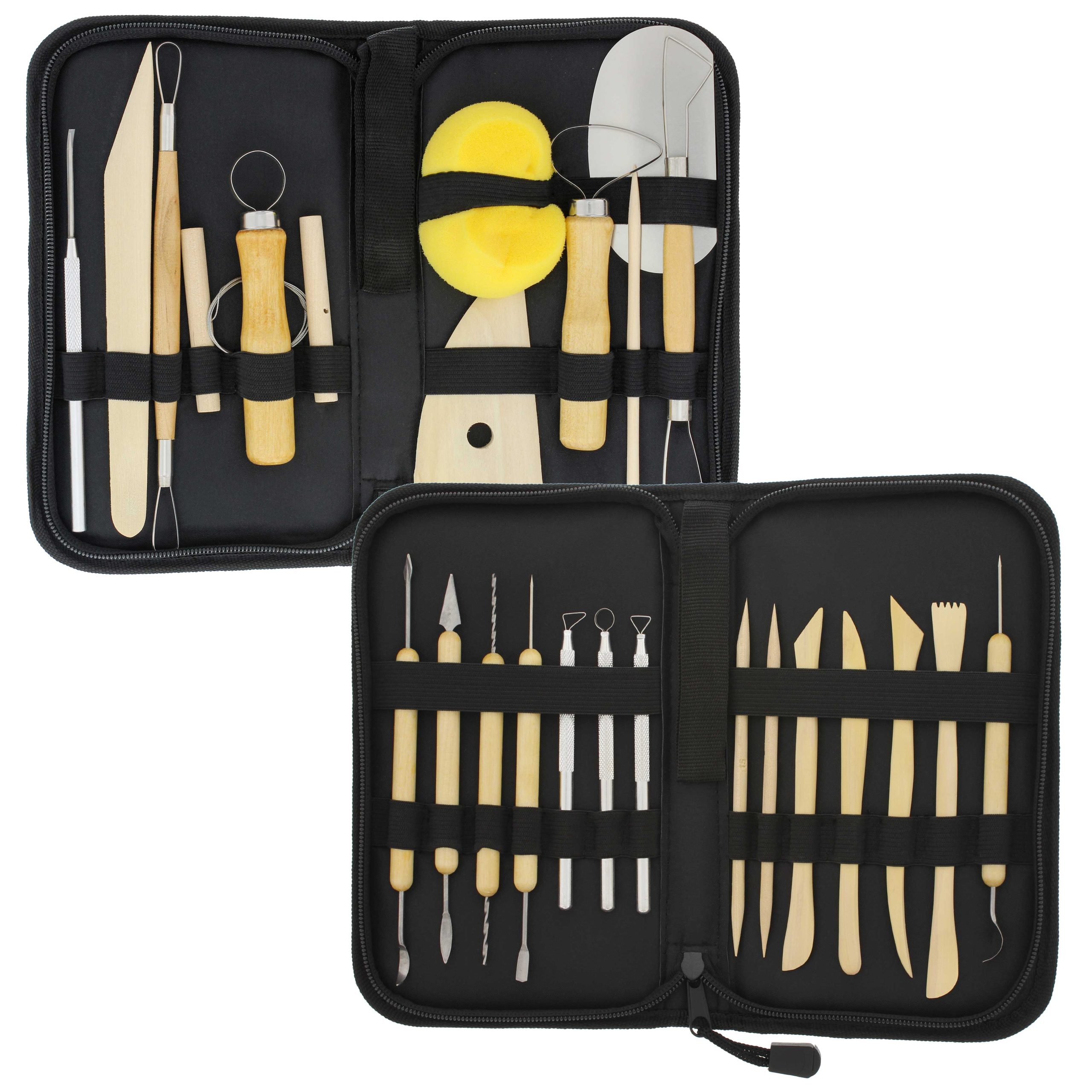 Pottery & Clay Tools Sets (26-Piece) - 12 and 14-Piece Set Include Pottery Tools. Canvas Case for Sculpting. Ceramics. and Easy Storage & Transport