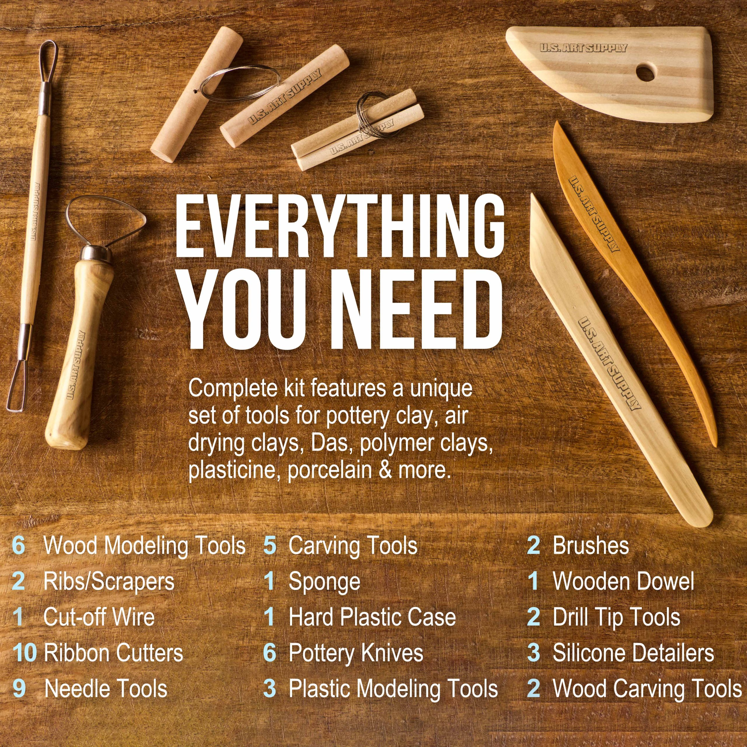 Pottery & Clay Tools Set (53-Piece) - Includes Pottery Tools. Canvas Case for Sculpting. Ceramics. and Easy Storage & Transport - Image 4