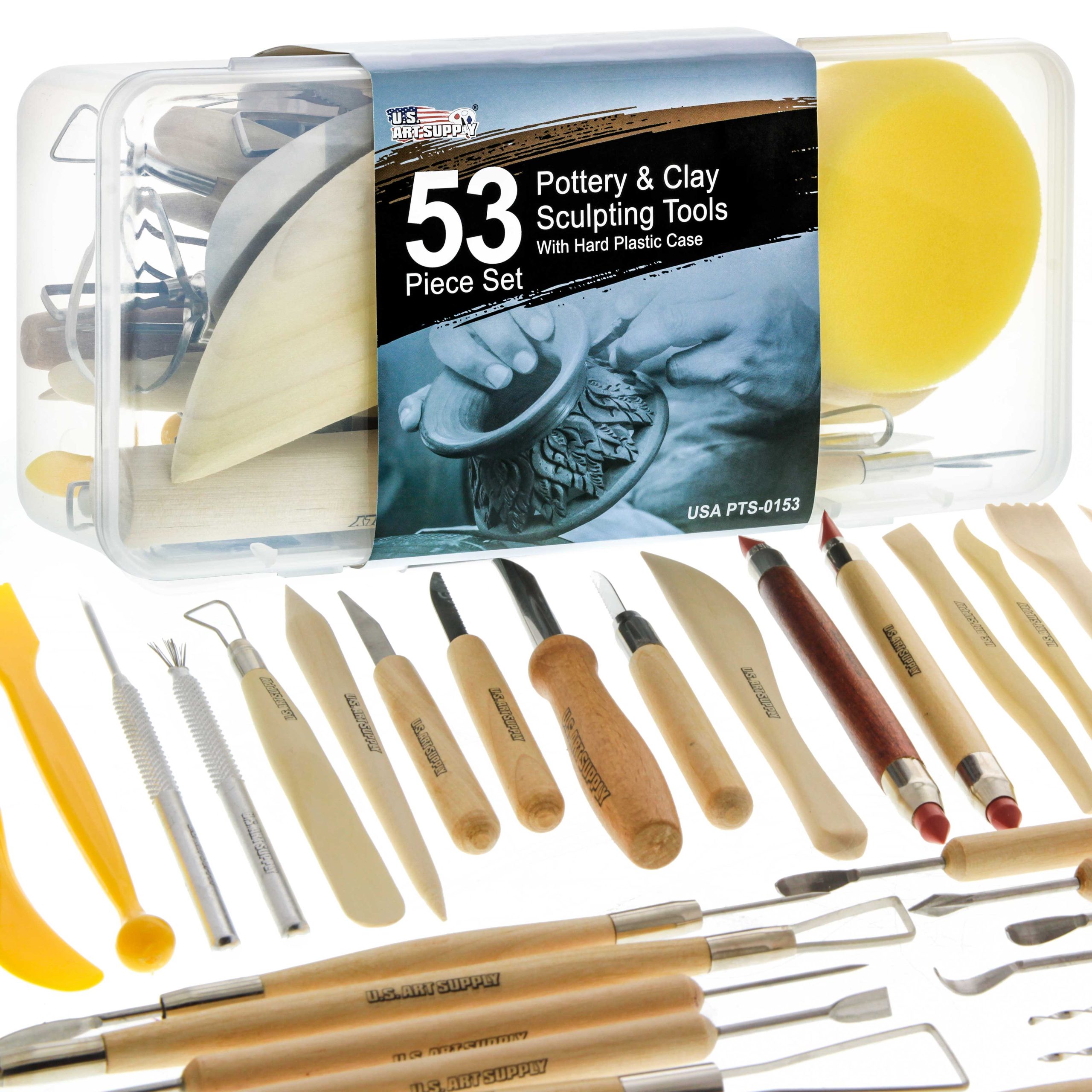 Pottery & Clay Tools Set (53-Piece) - Includes Pottery Tools. Canvas Case for Sculpting. Ceramics. and Easy Storage & Transport